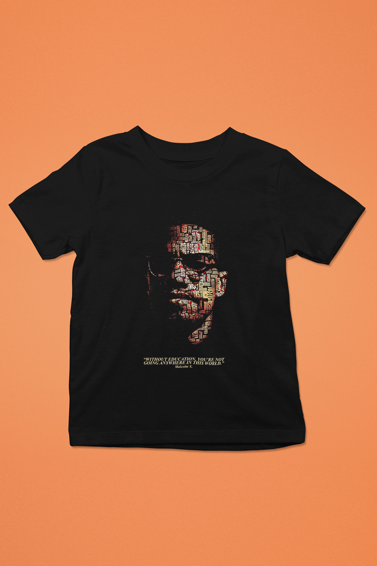 Malcolm X James Baskılı Unisex Siyah Çocuk Tişört - Tshirt