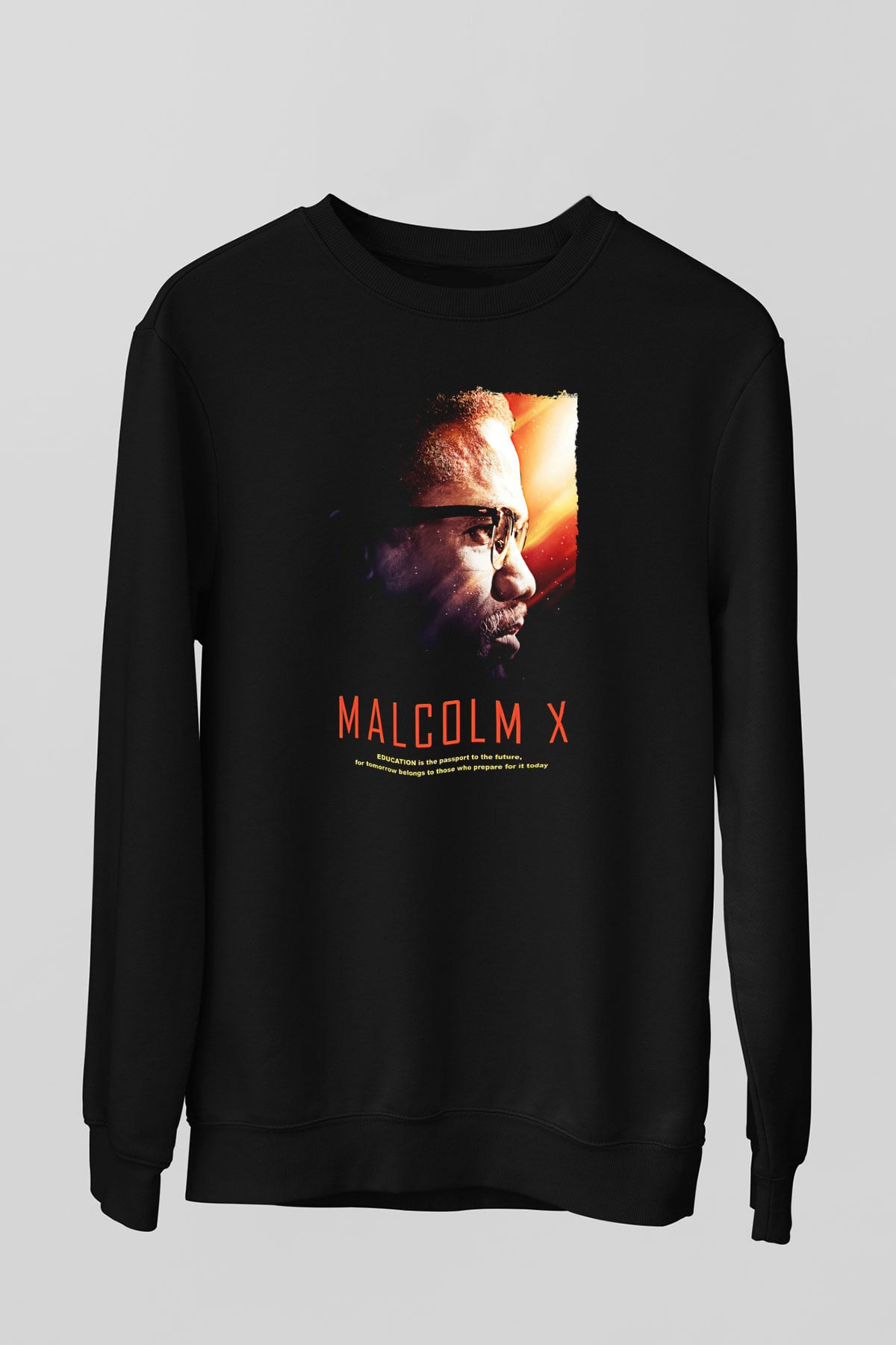 Malcolm X James Baskılı Unisex Siyah Sweatshirt