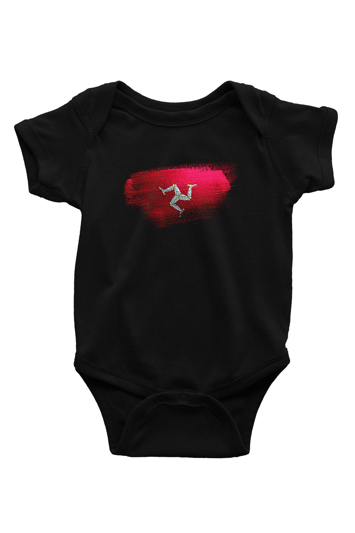 Man Adası - İsle Man Bayrağı Baskılı Unisex Siyah Bebek Body - Zıbın