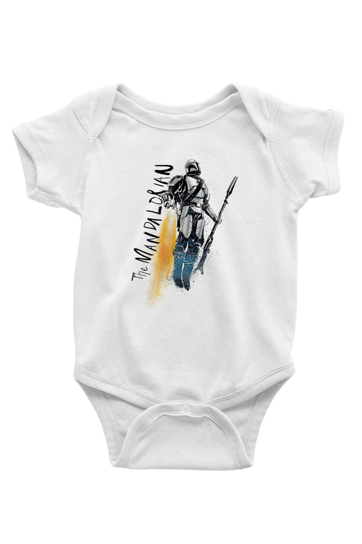 Mandalorian Baskılı Beyaz Unisex Bebek Body - Zıbın