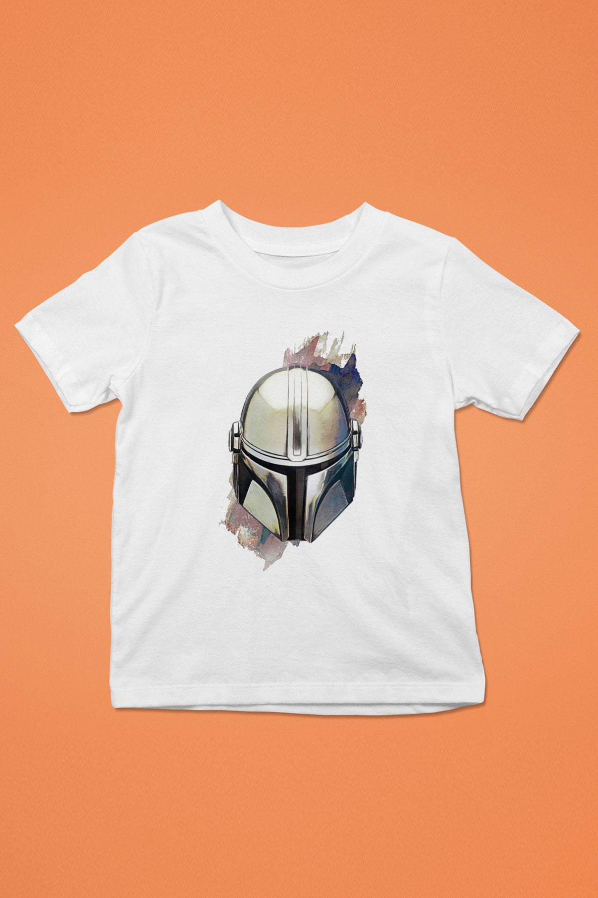 Mandalorian Baskılı Beyaz Unisex Beyaz Çocuk Tişört - Tshirt