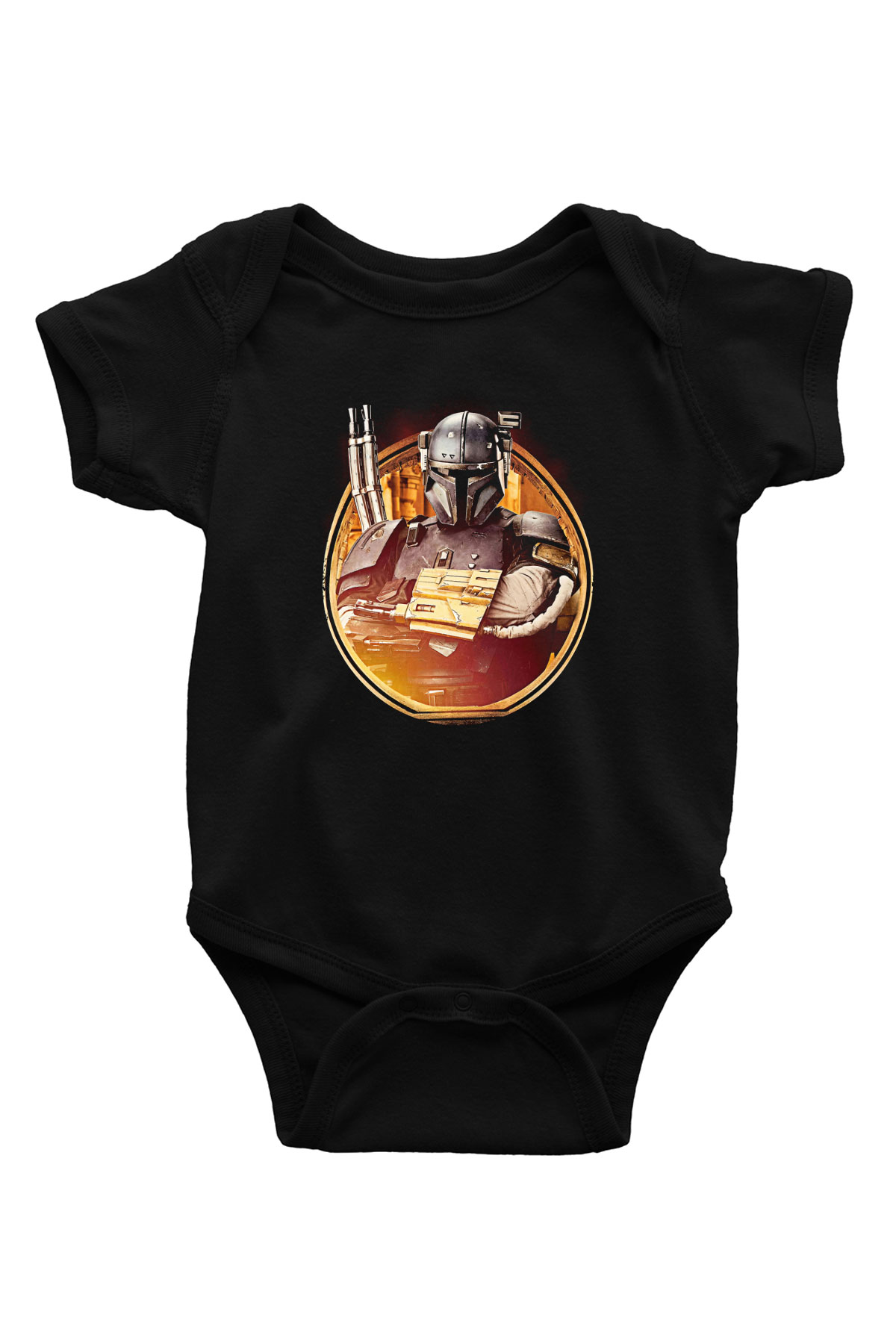 Mandalorian Baskılı Unisex Siyah Bebek Body - Zıbın