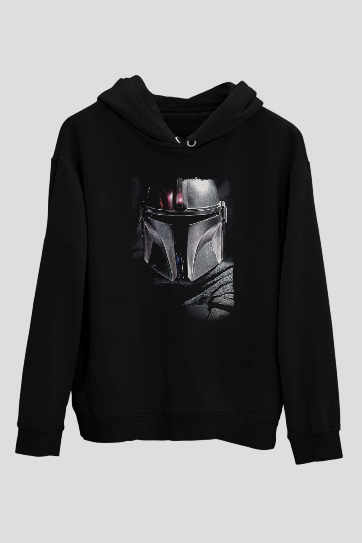Mandalorian Baskılı Unisex Siyah Hoodie