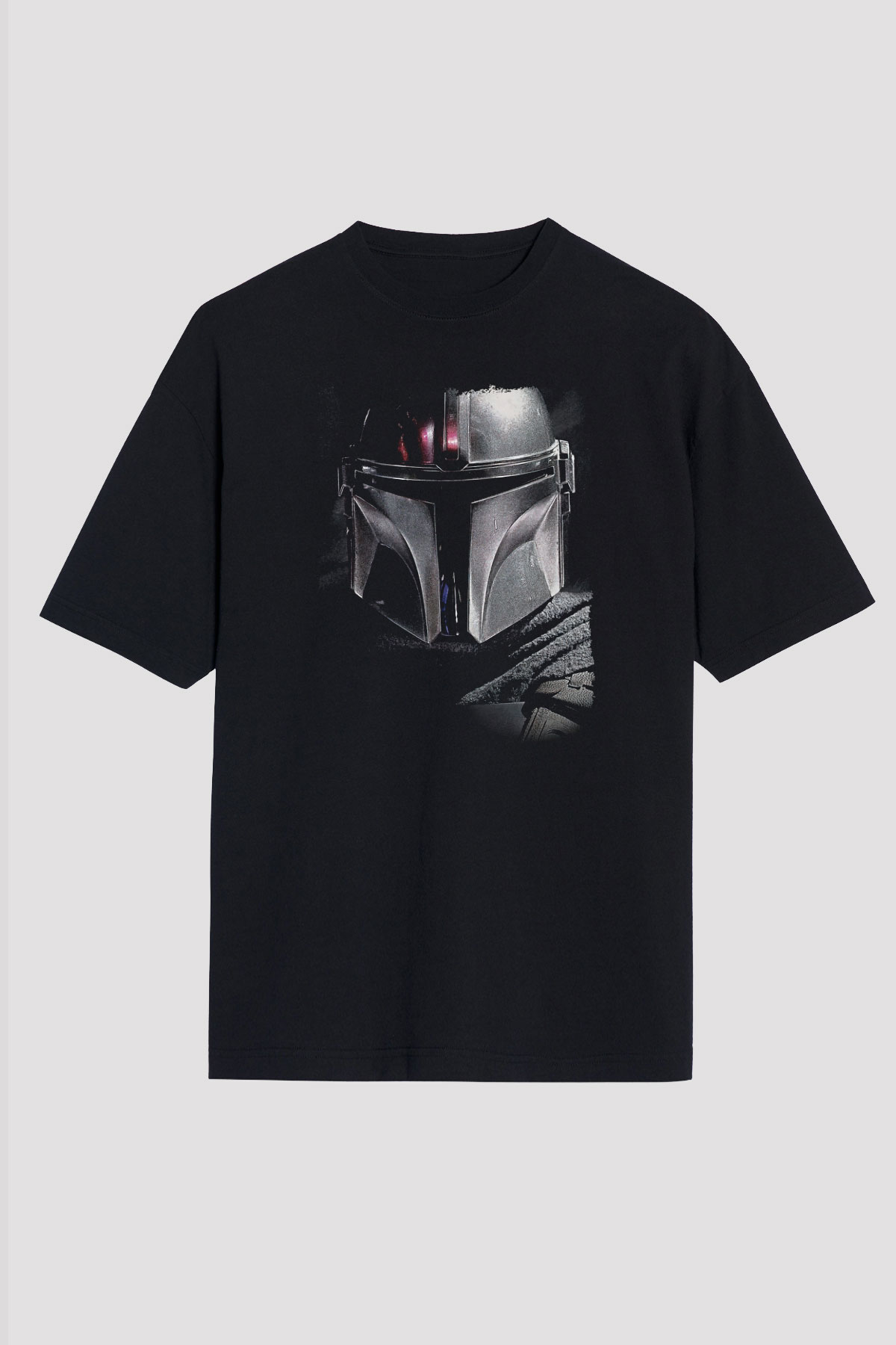 Mandalorian Baskılı Unisex Siyah Oversize Tişört - Tshirt