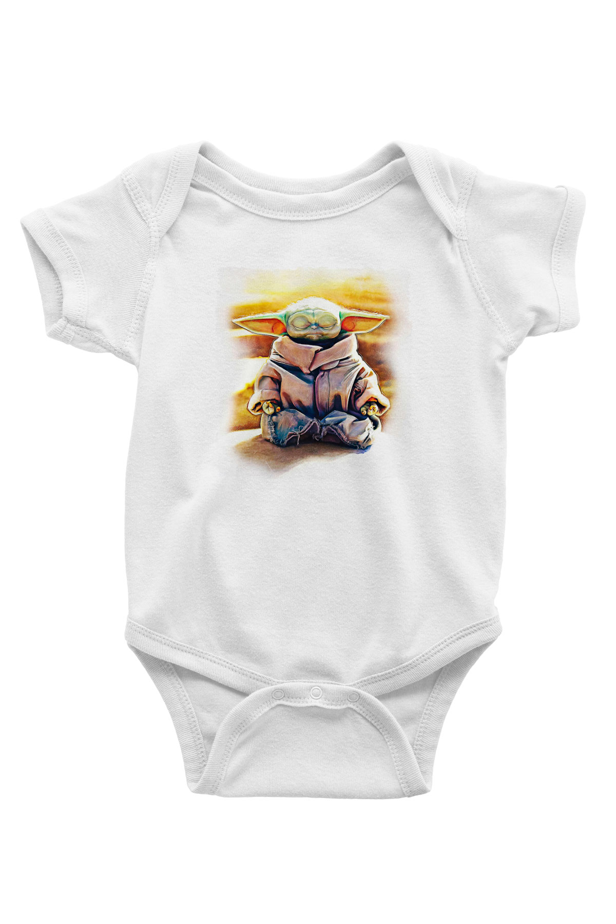 Mandolarian Baskılı Beyaz Unisex Bebek Body - Zıbın