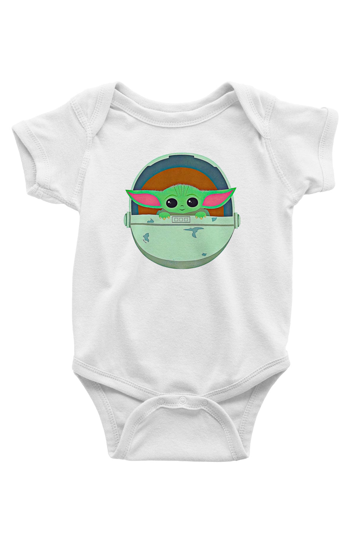 Mandolarian Baskılı Beyaz Unisex Bebek Body - Zıbın