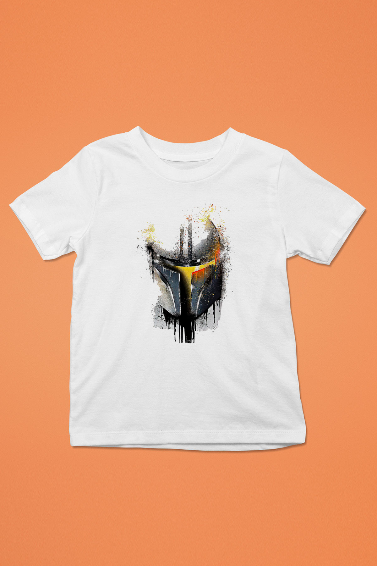 Mandolarian Baskılı Beyaz Unisex Beyaz Çocuk Tişört - Tshirt