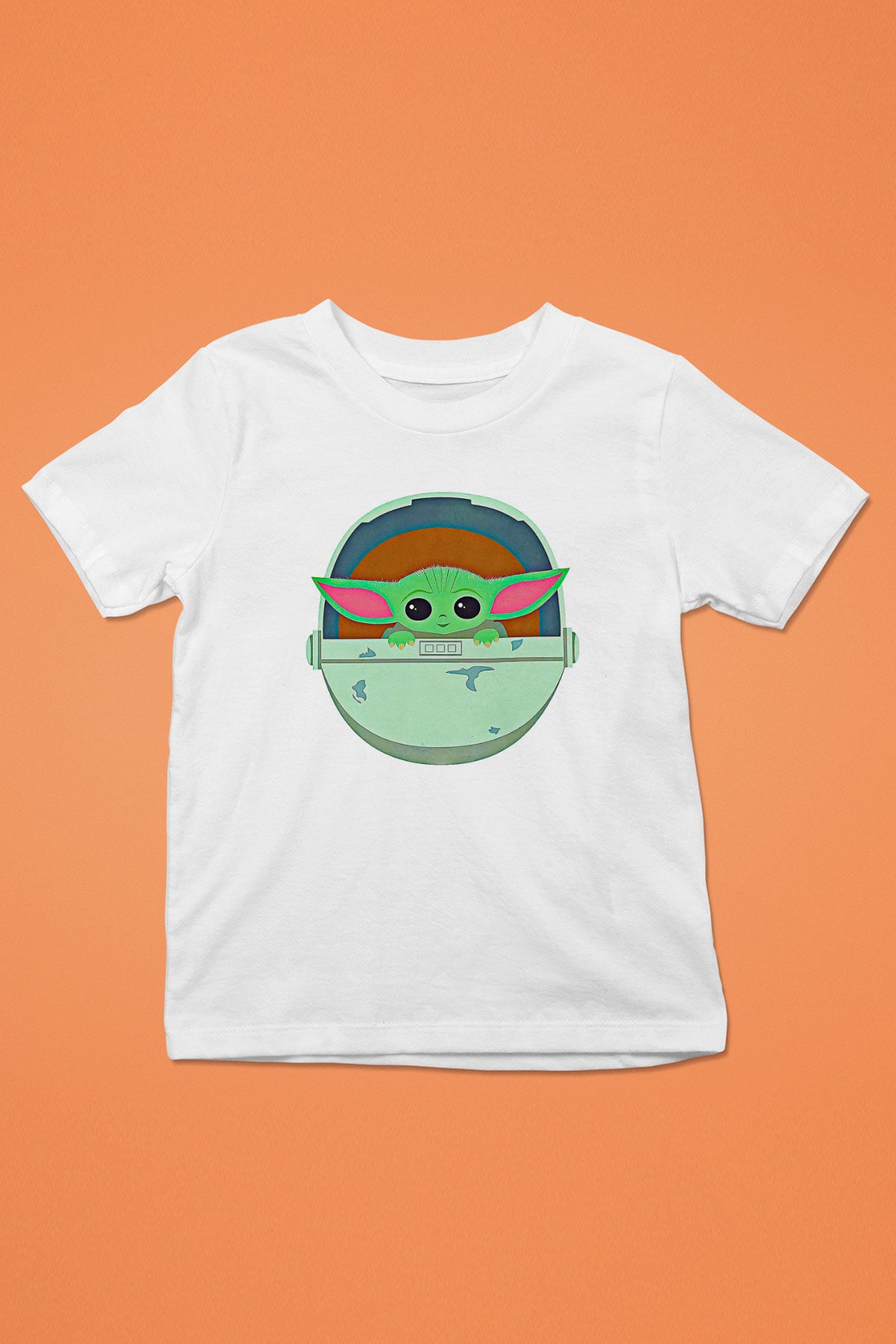 Mandolarian Baskılı Beyaz Unisex Beyaz Çocuk Tişört - Tshirt