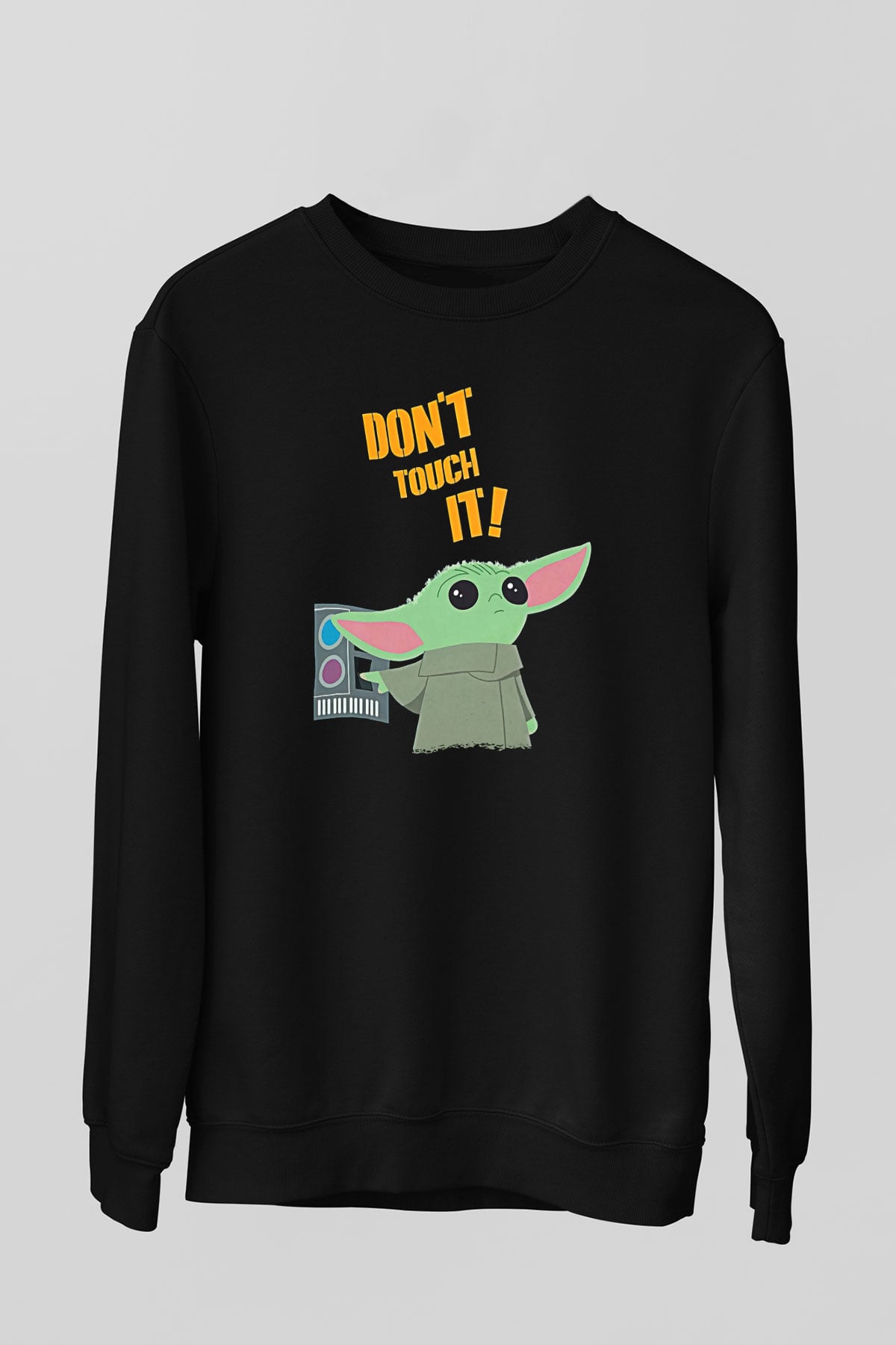 Mandolarian Baskılı Unisex Siyah Sweatshirt