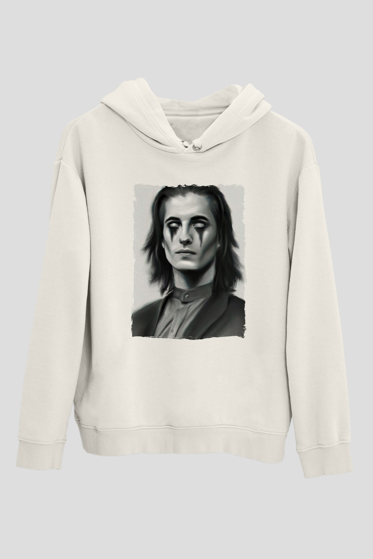 Maneskin Baskılı Beyaz Unisex Kapüşonlu Sweatshirt