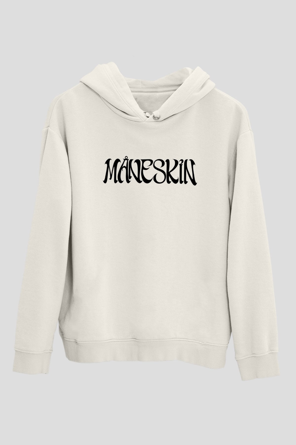 Maneskin Baskılı Beyaz Unisex Kapüşonlu Sweatshirt