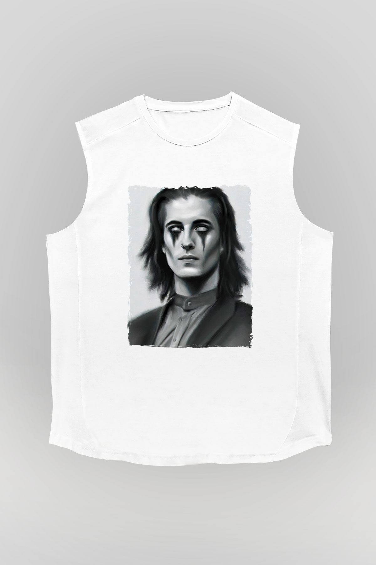 Maneskin Baskılı Beyaz Unisex Kolsuz Tişört - Tshirt