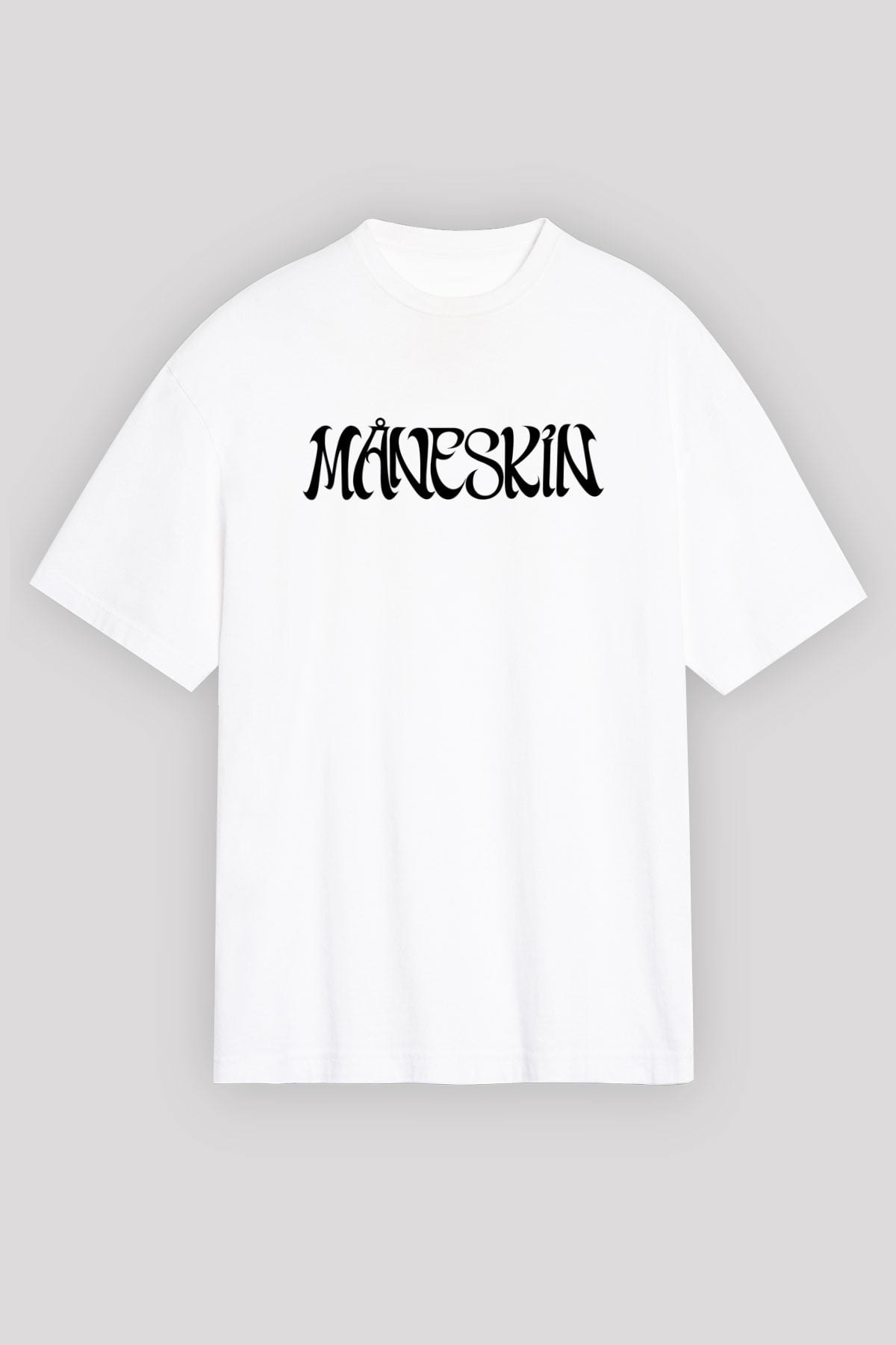 Maneskin Baskılı Beyaz Unisex Oversize Tişört - Tshirt