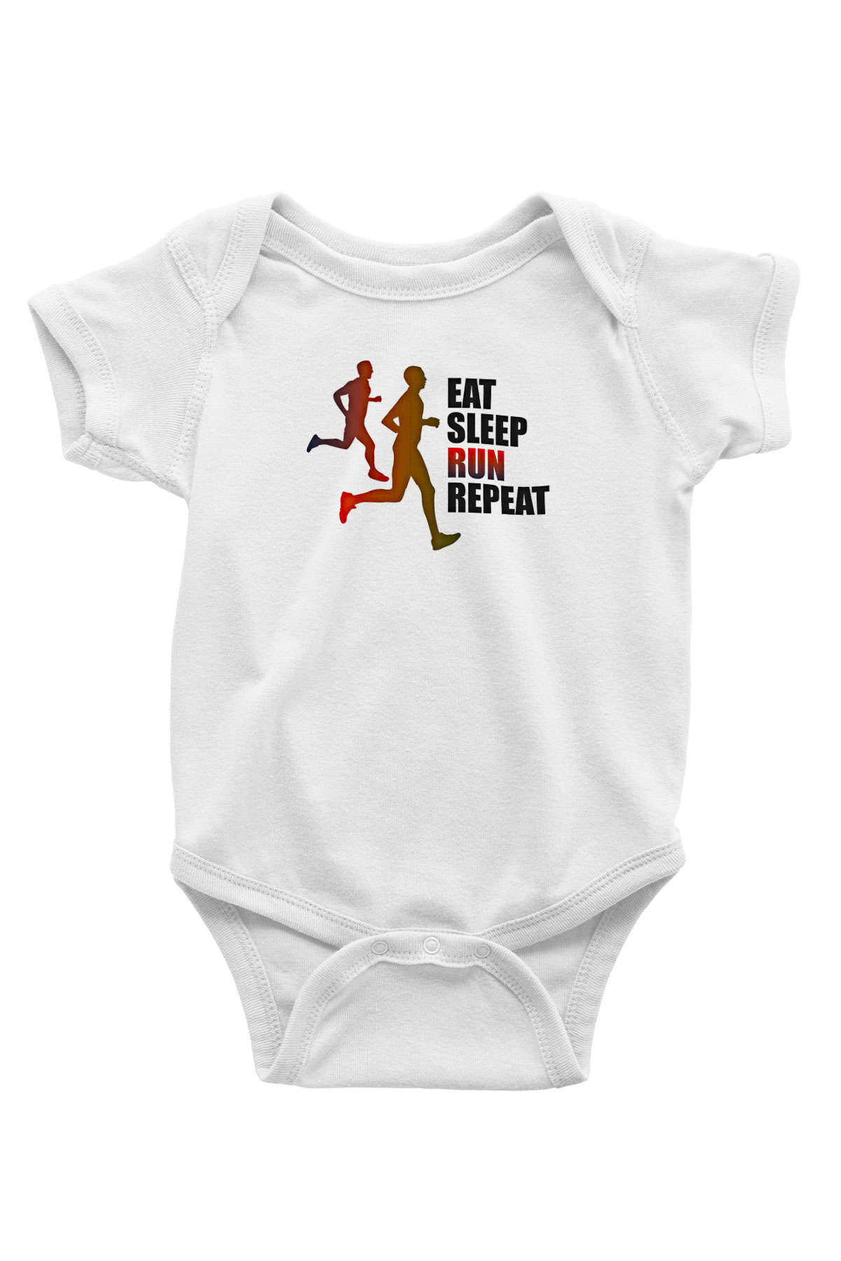 Maraton Baskılı Beyaz Bebek Body - Zıbın