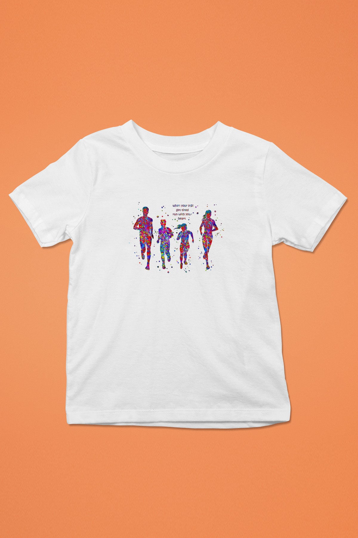 Maraton Baskılı Unisex Beyaz Çocuk Tişört - Tshirt