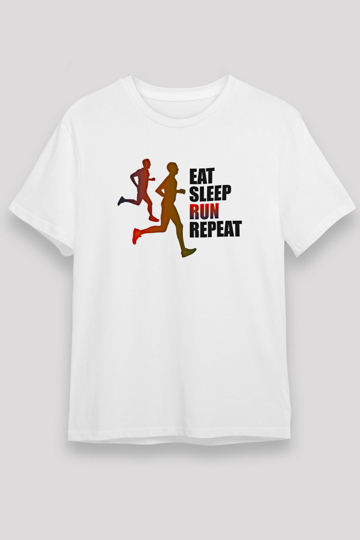 Maraton Baskılı Unisex Beyaz Tişört - Tshirt
