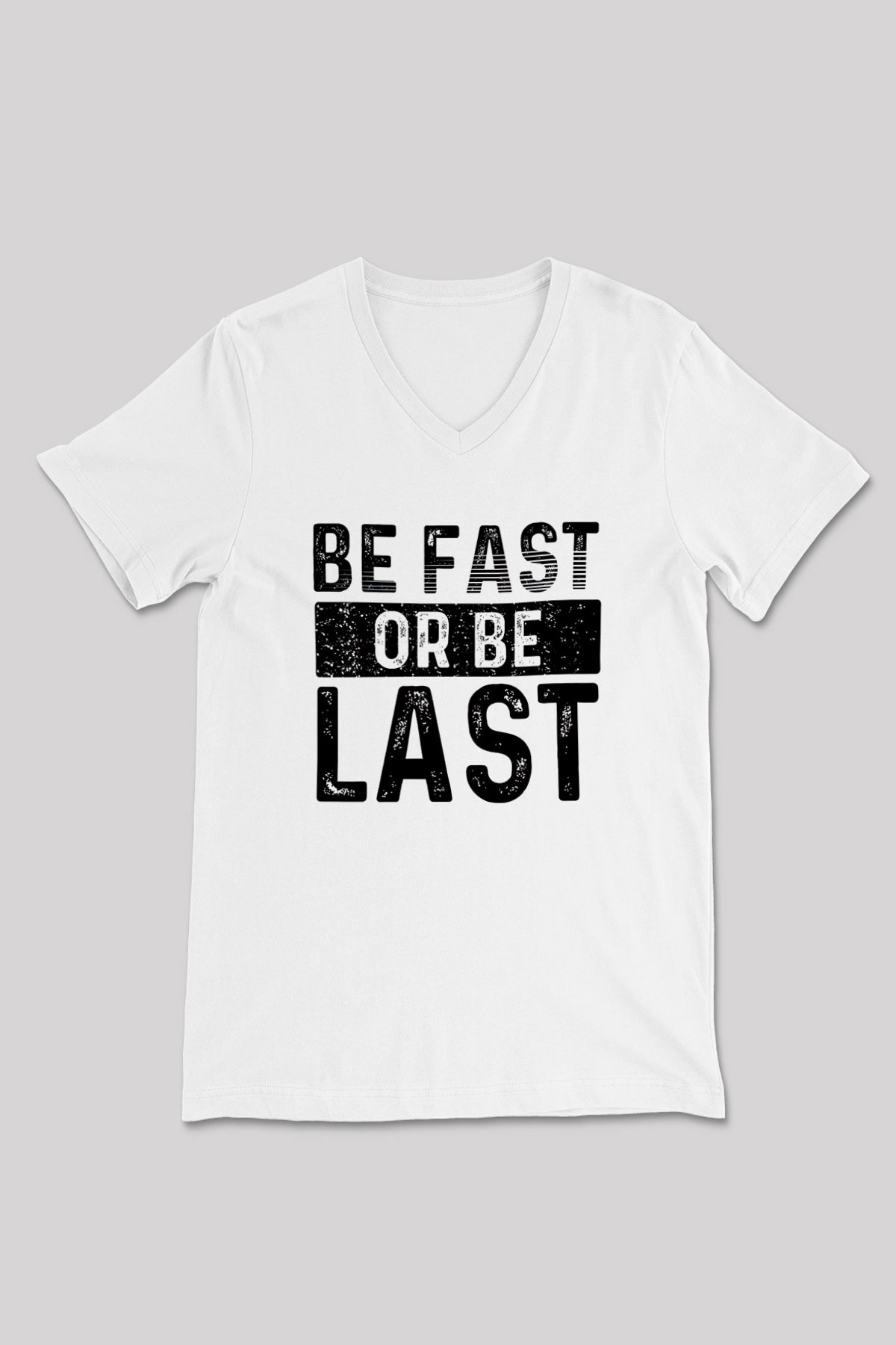 Maraton Baskılı Unisex V Yaka Tişört - Tshirt
