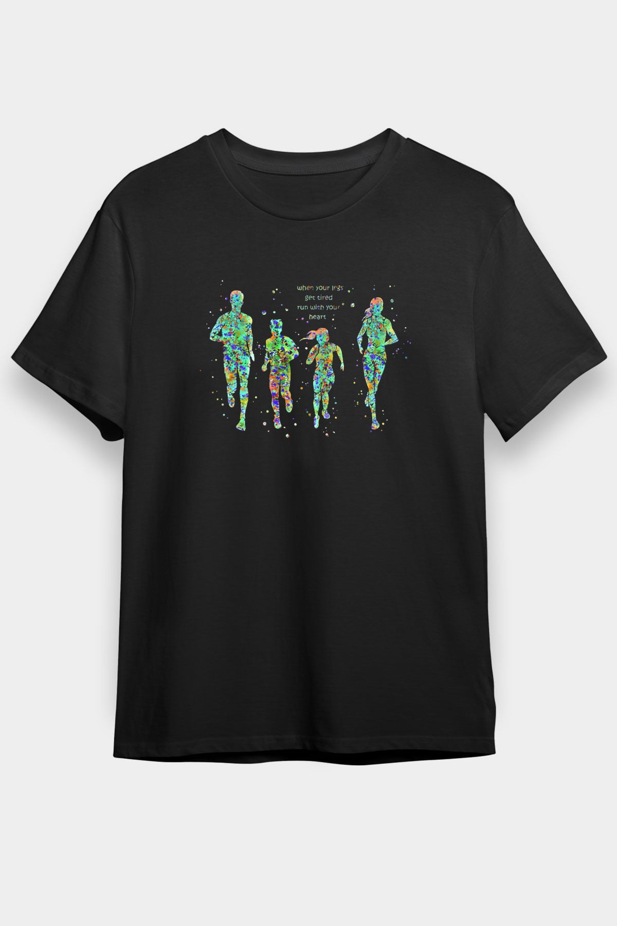 Maraton - Marathon Baskılı Unisex Siyah Tişört - Tshirt