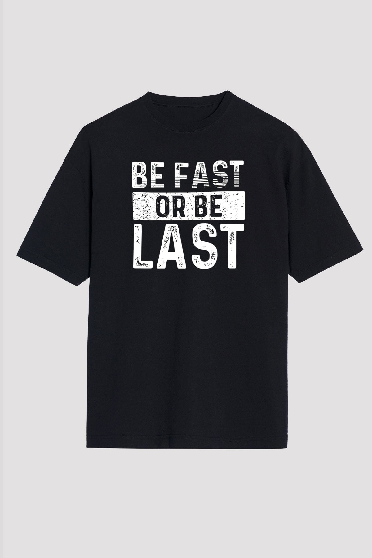 Maraton - Marathon Baskılı Unisex Siyah Oversize Tişört