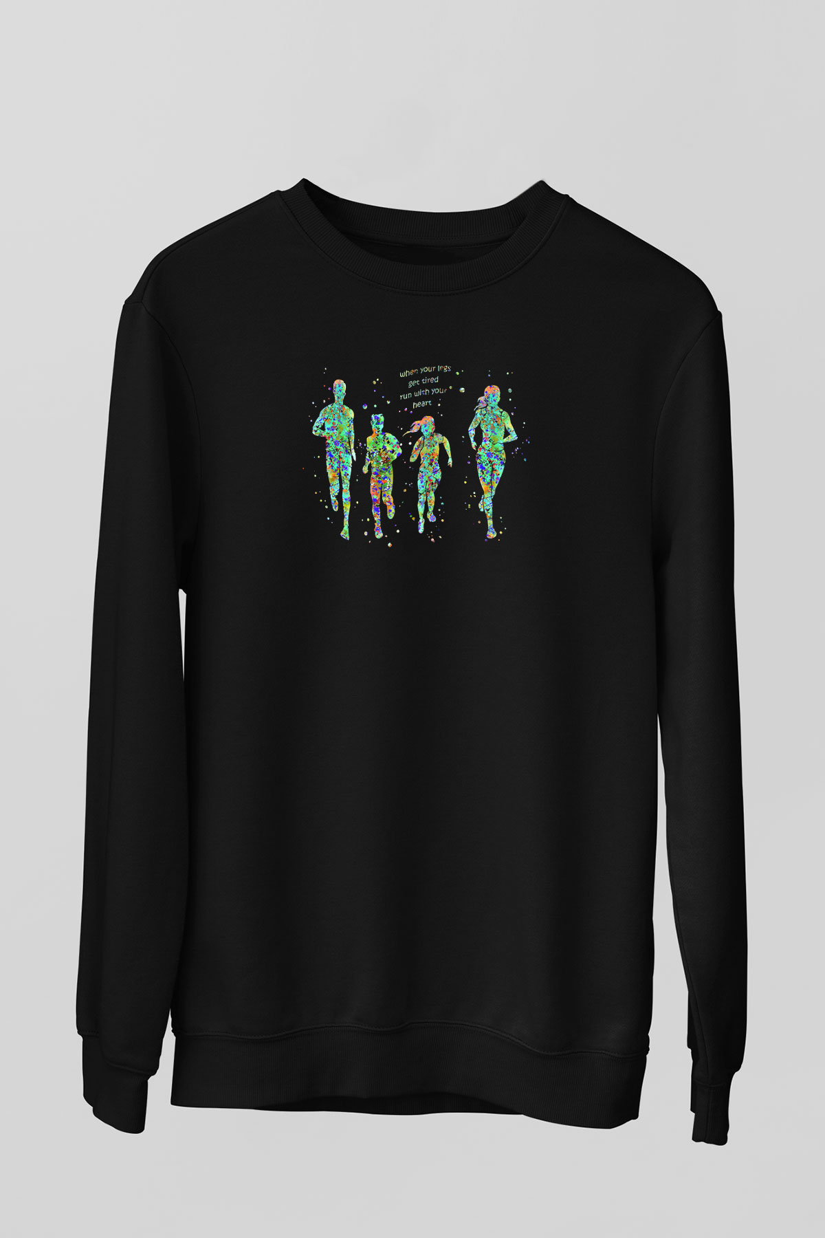 Maraton - Marathon Baskılı Unisex Siyah Sweatshirt