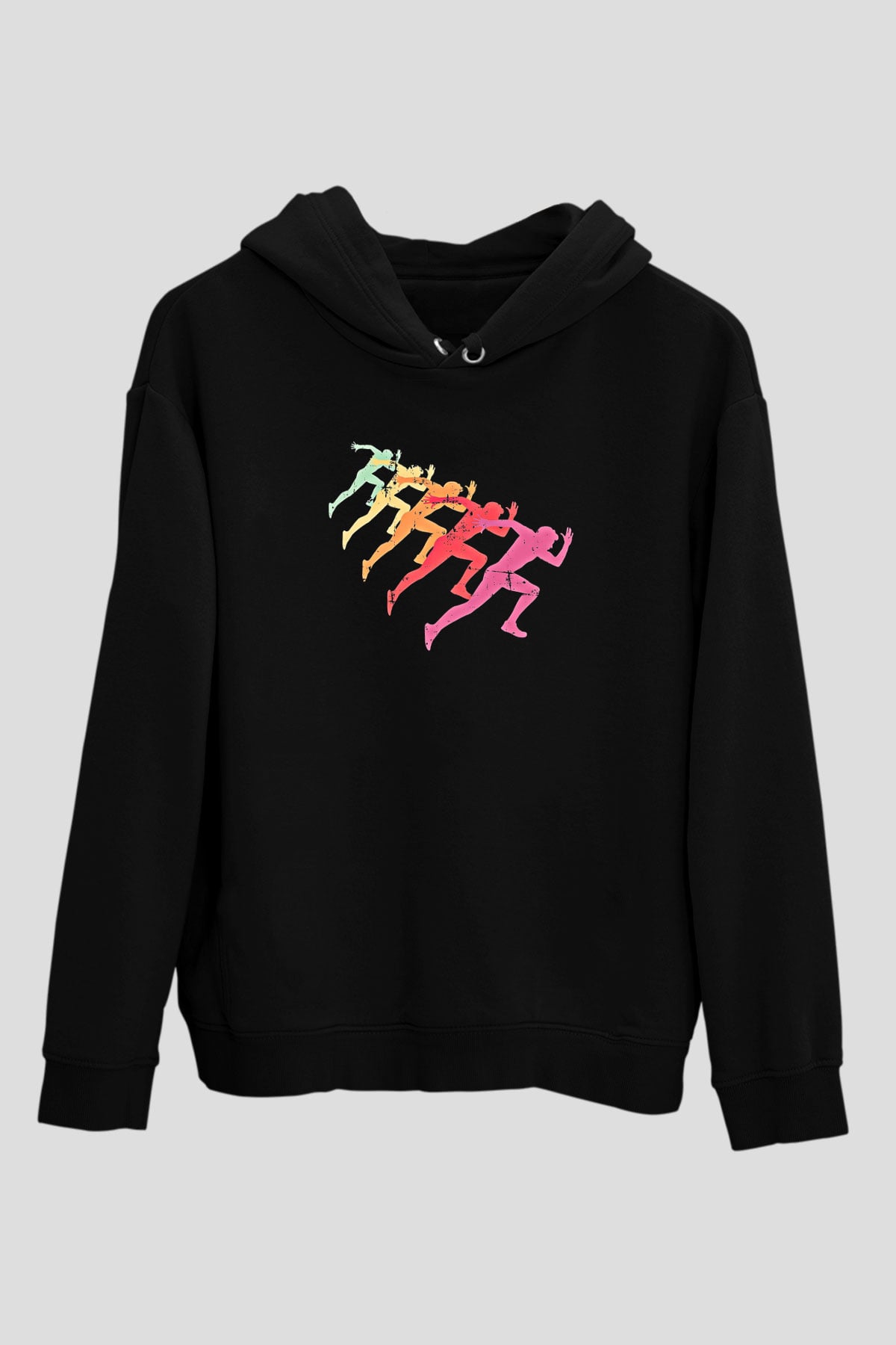 Maraton - Marathon Baskılı Unisex Siyah Hoodie