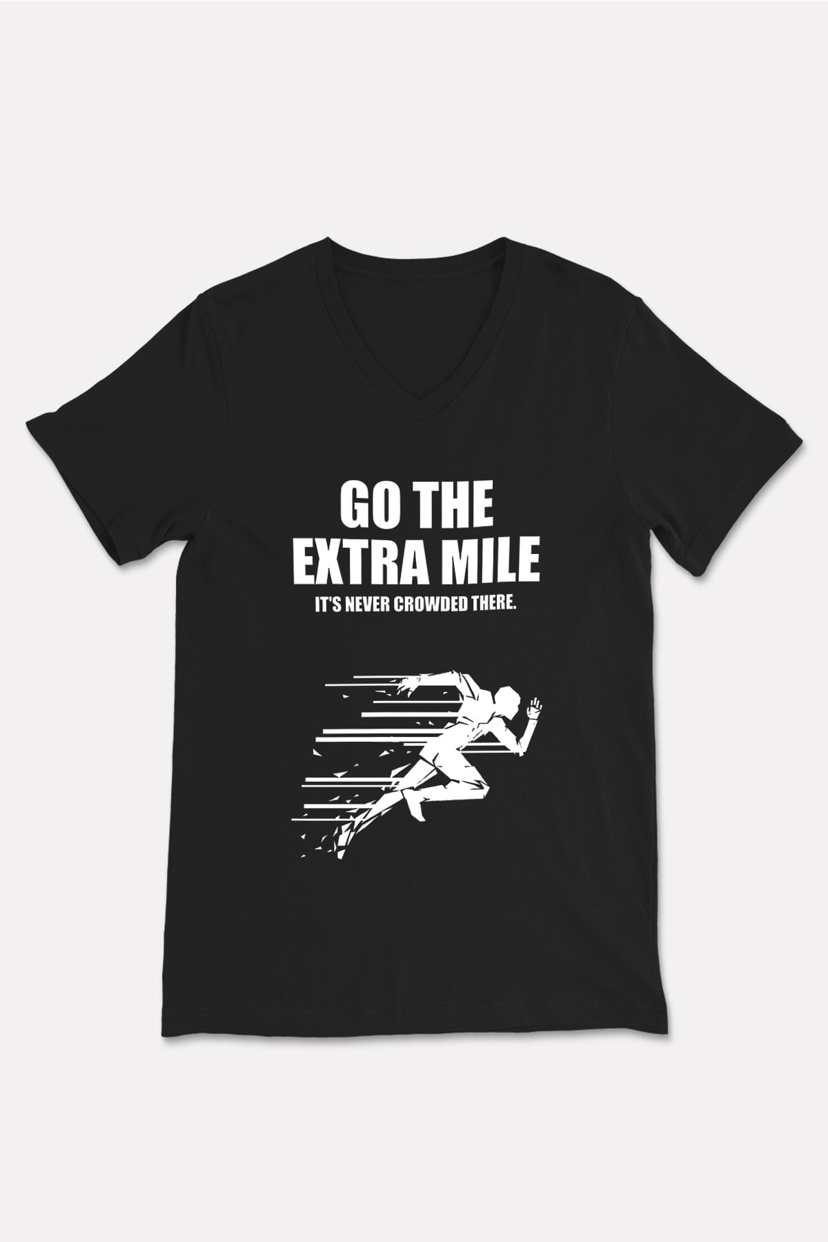 Maraton - Marathon Baskılı Unisex Siyah V Yaka Tişört