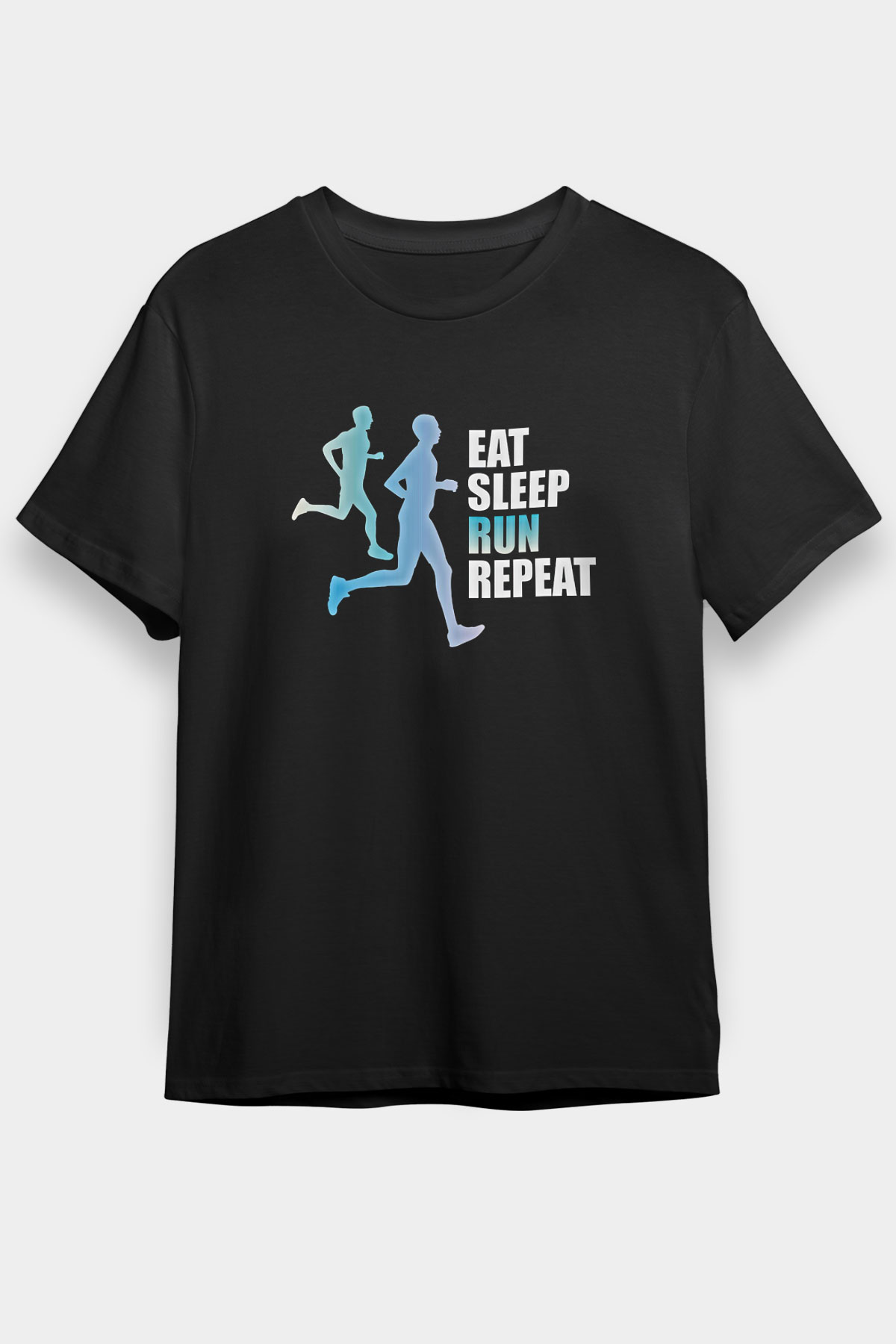Maraton - Marathon Baskılı Unisex Siyah Tişört - Tshirt