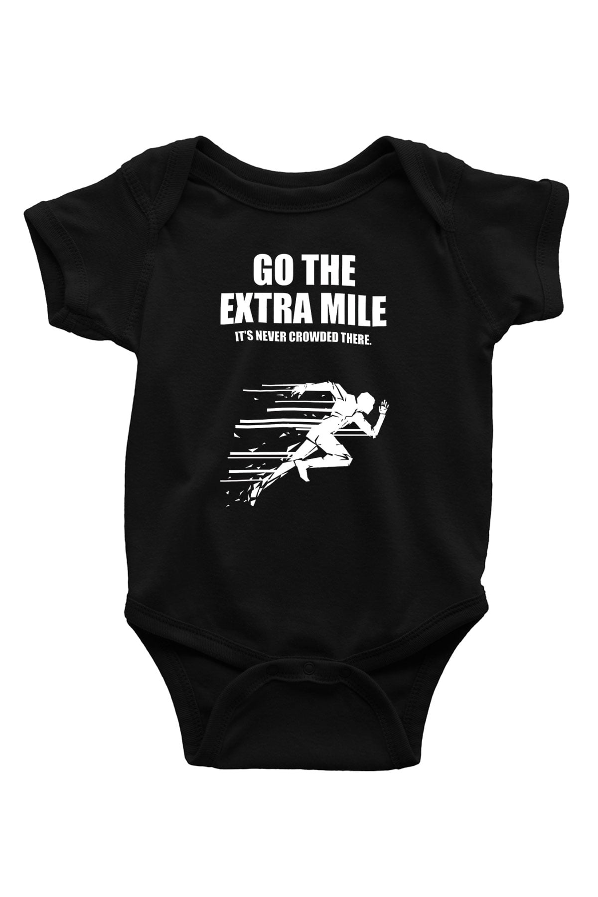 Maraton - Marathon Baskılı Unisex Siyah Bebek Body - Zıbın