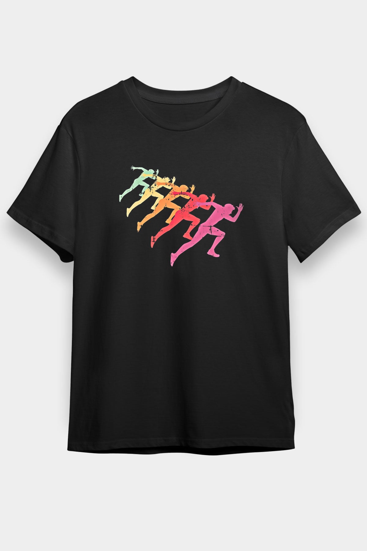 Maraton - Marathon Baskılı Unisex Siyah Tişört - Tshirt