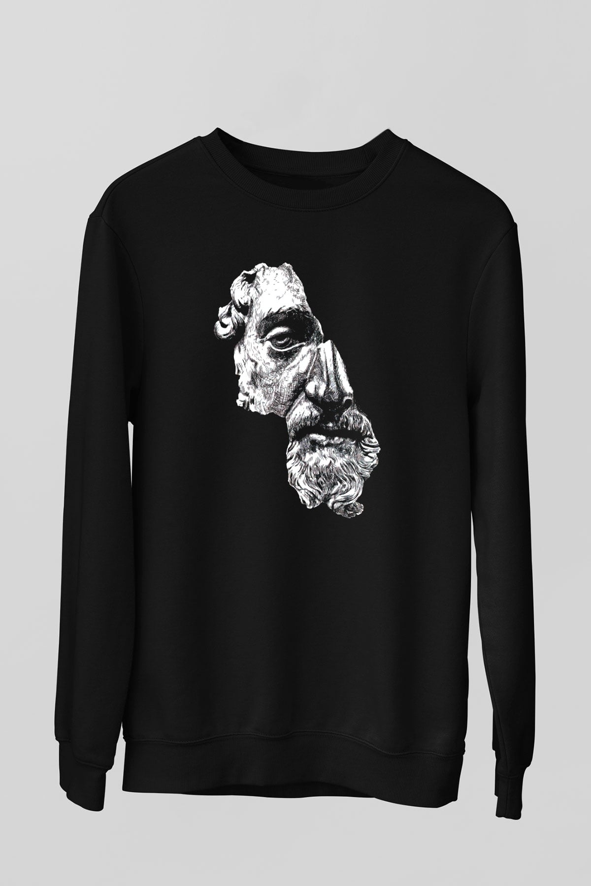 Marcus Aurelius Baskılı Unisex Siyah  Sweatshirt