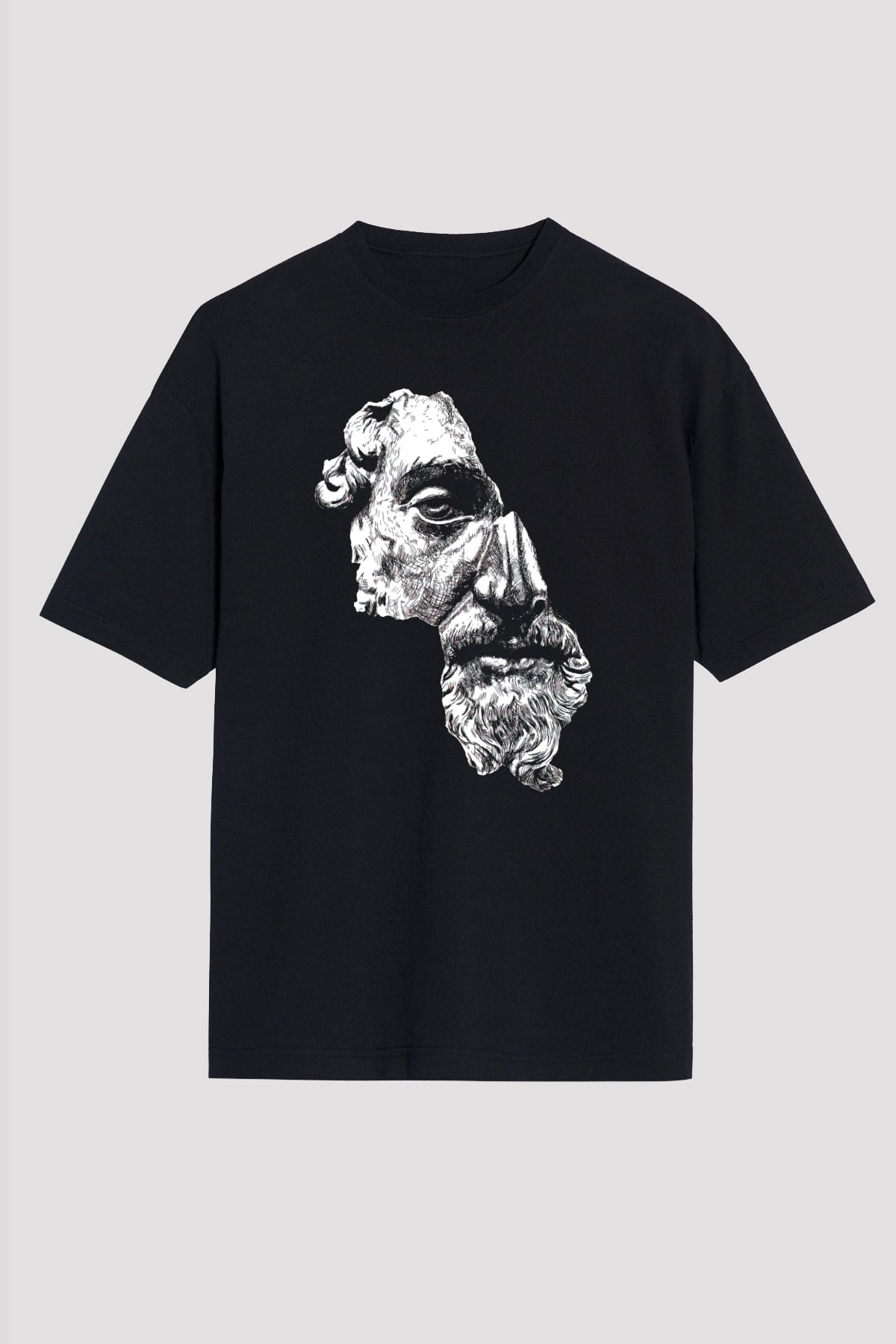 Marcus Aurelius Baskılı Unisex Siyah Tişört