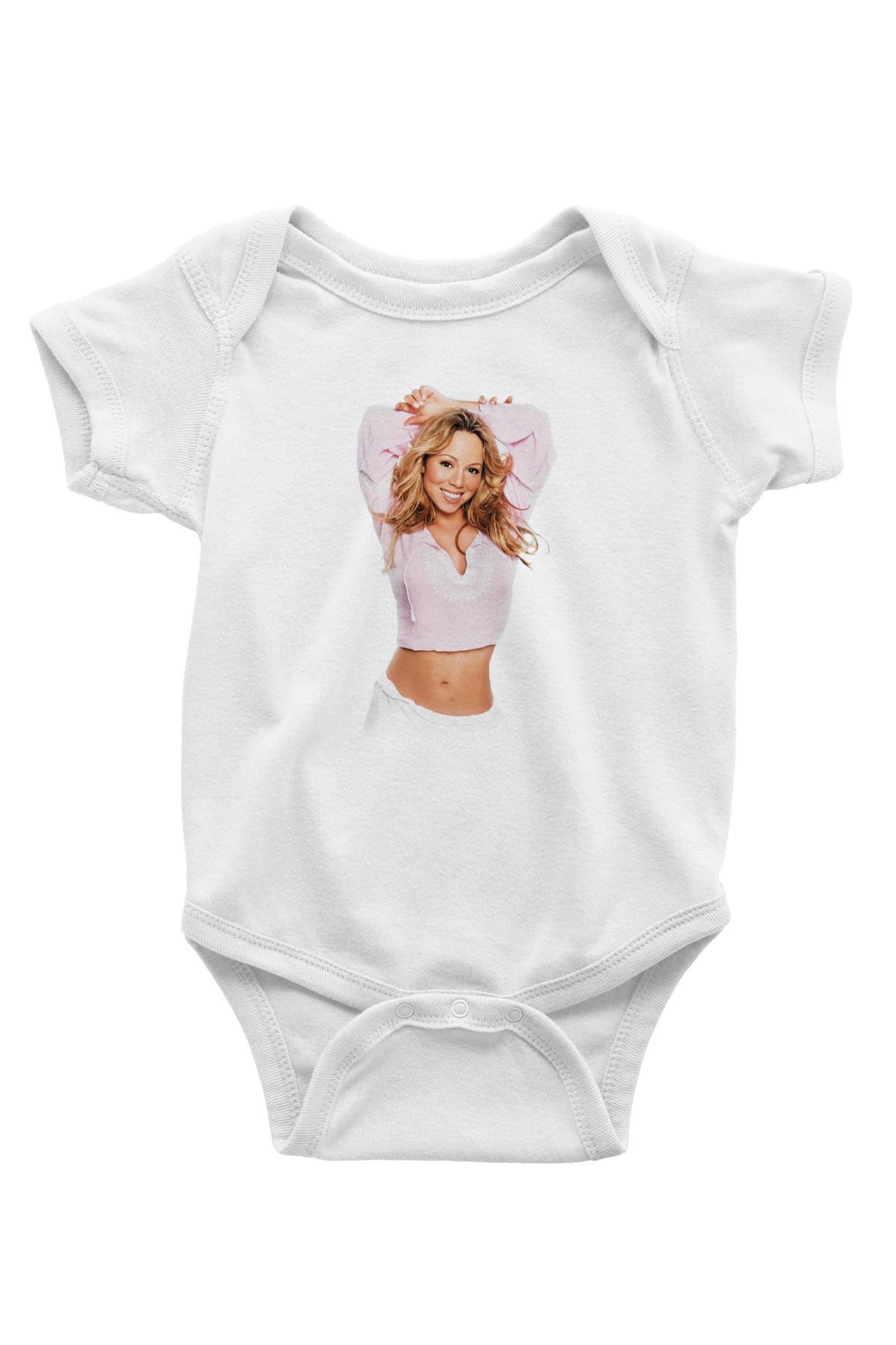 Mariah Carey Baskılı Beyaz Unisex Bebek Body - Zıbın