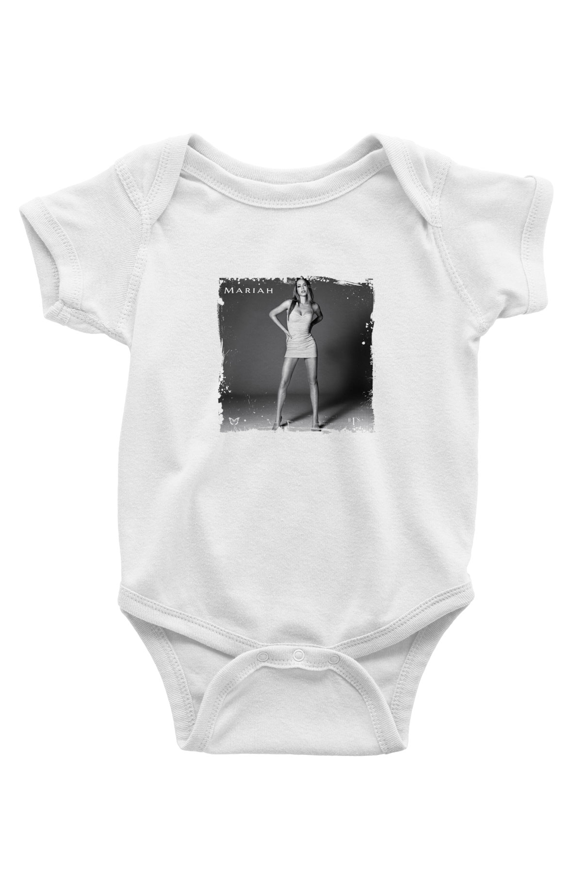 Mariah Carey Baskılı Unisex Beyaz Bebek Body - Zıbın