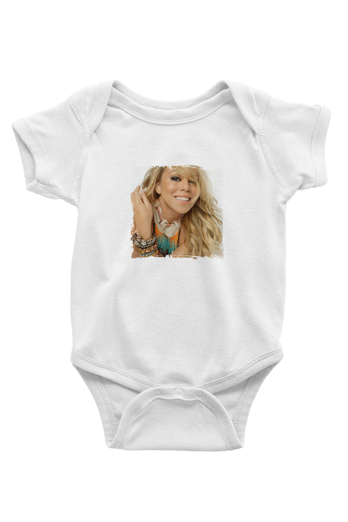 Mariah Carey Baskılı Unisex Beyaz Bebek Body - Zıbın