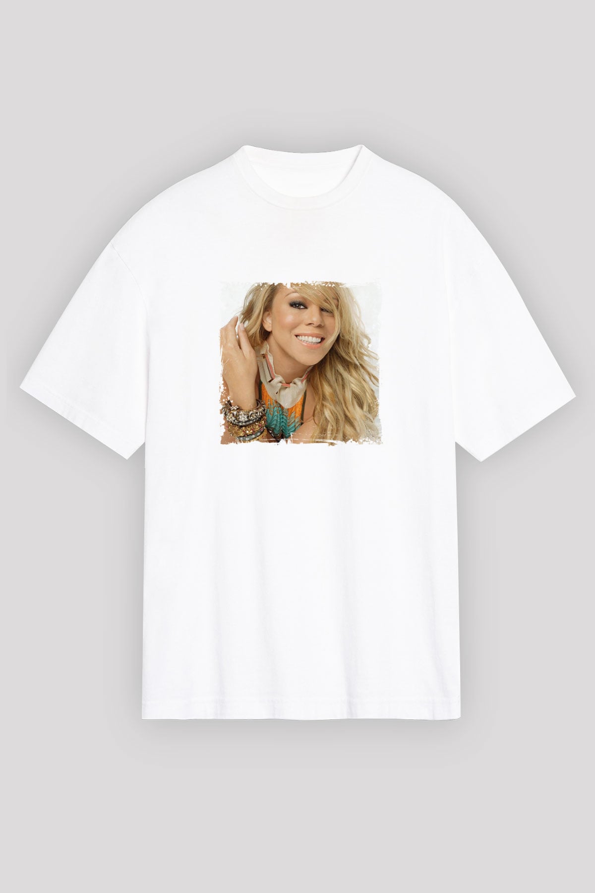 Mariah Carey Baskılı Unisex Beyaz Tişört