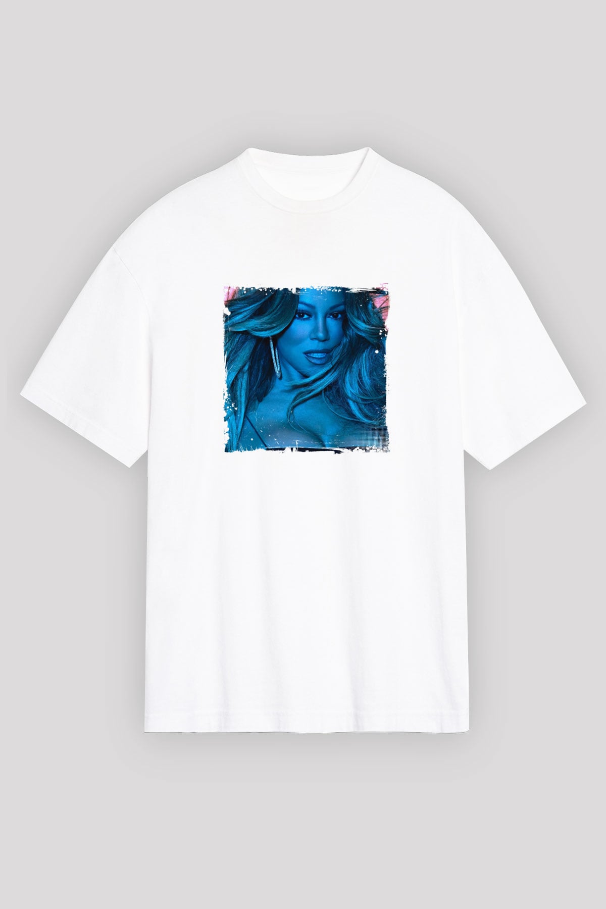 Mariah Carey Baskılı Unisex Beyaz Tişört