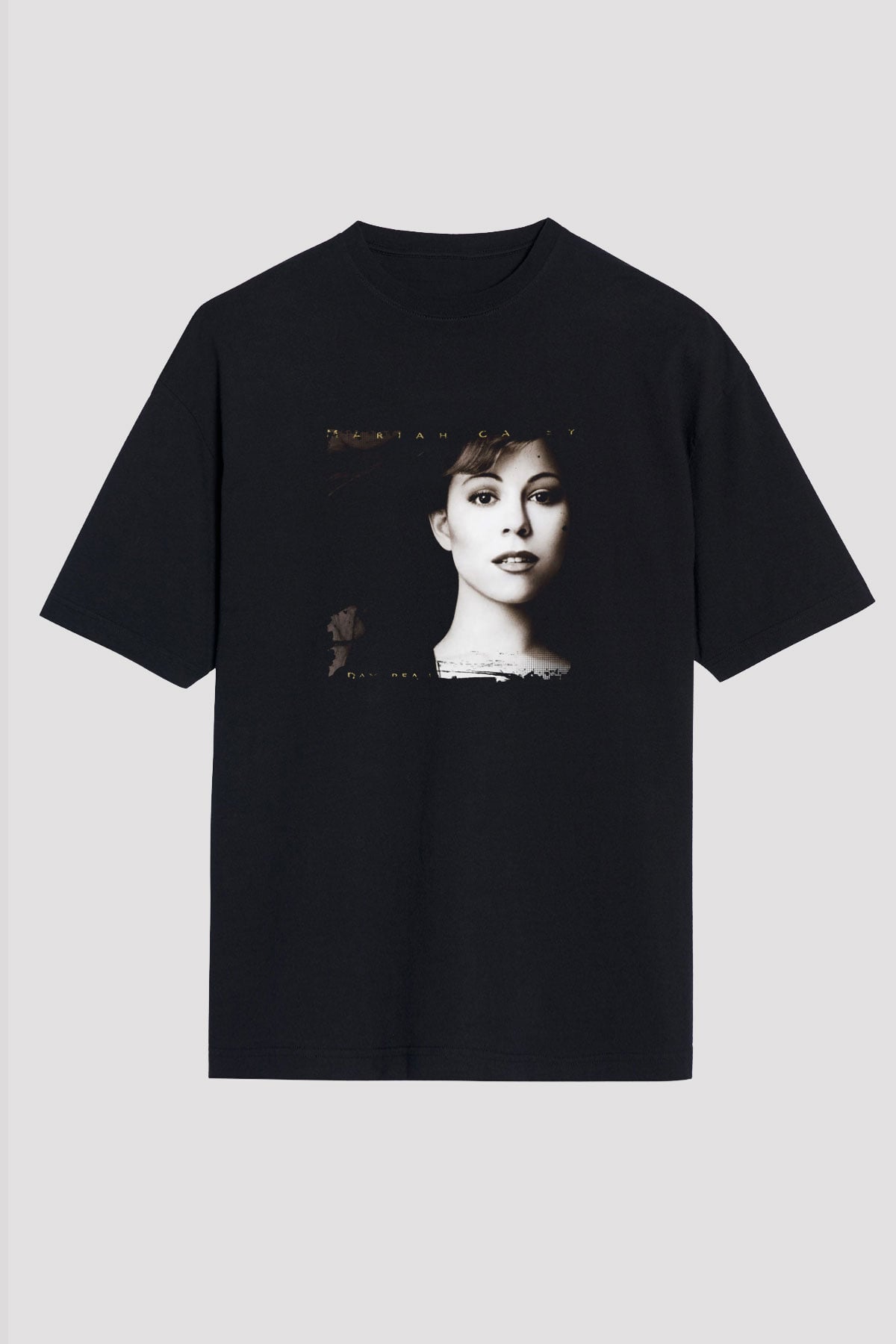 Mariah Carey Baskılı Unisex Oversize Siyah Tişört