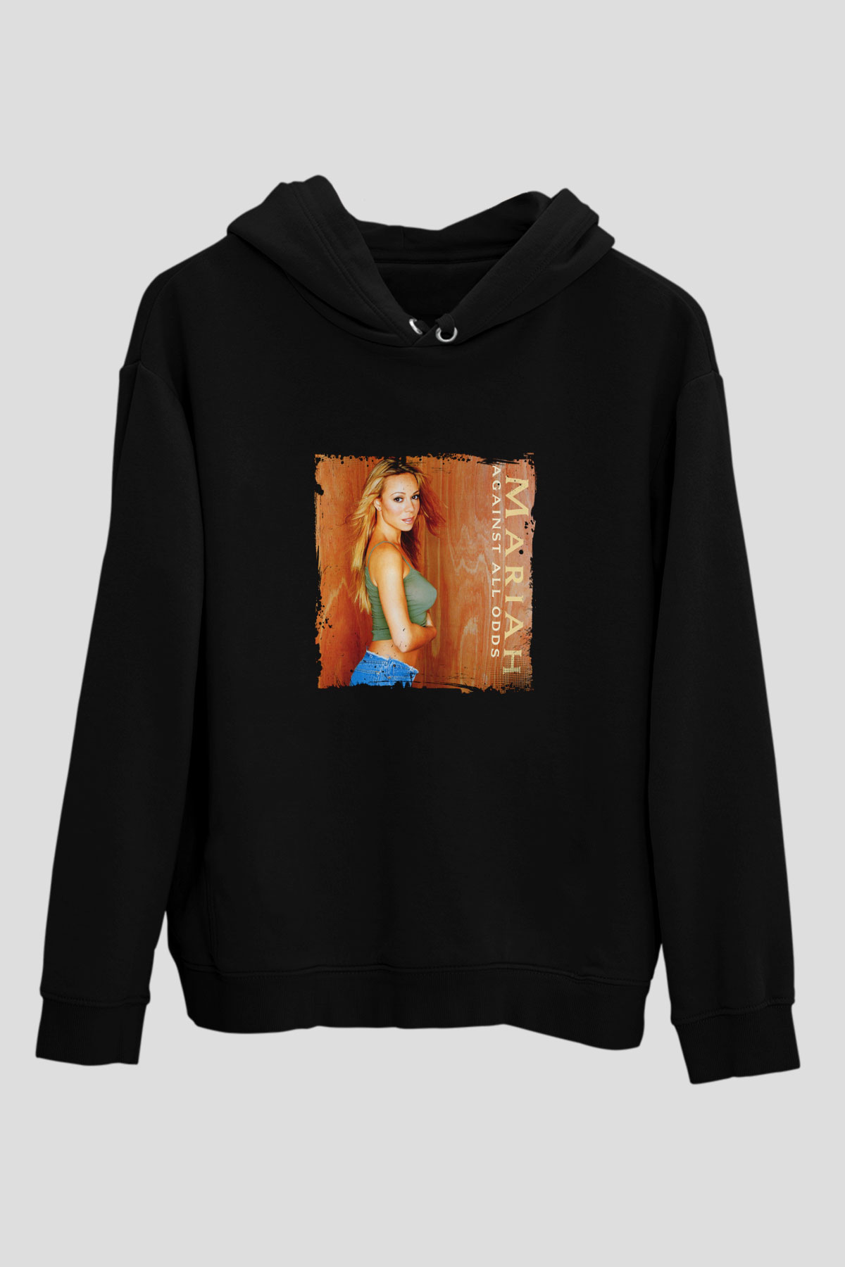 Mariah Carey Baskılı Unisex Siyah Hoodie