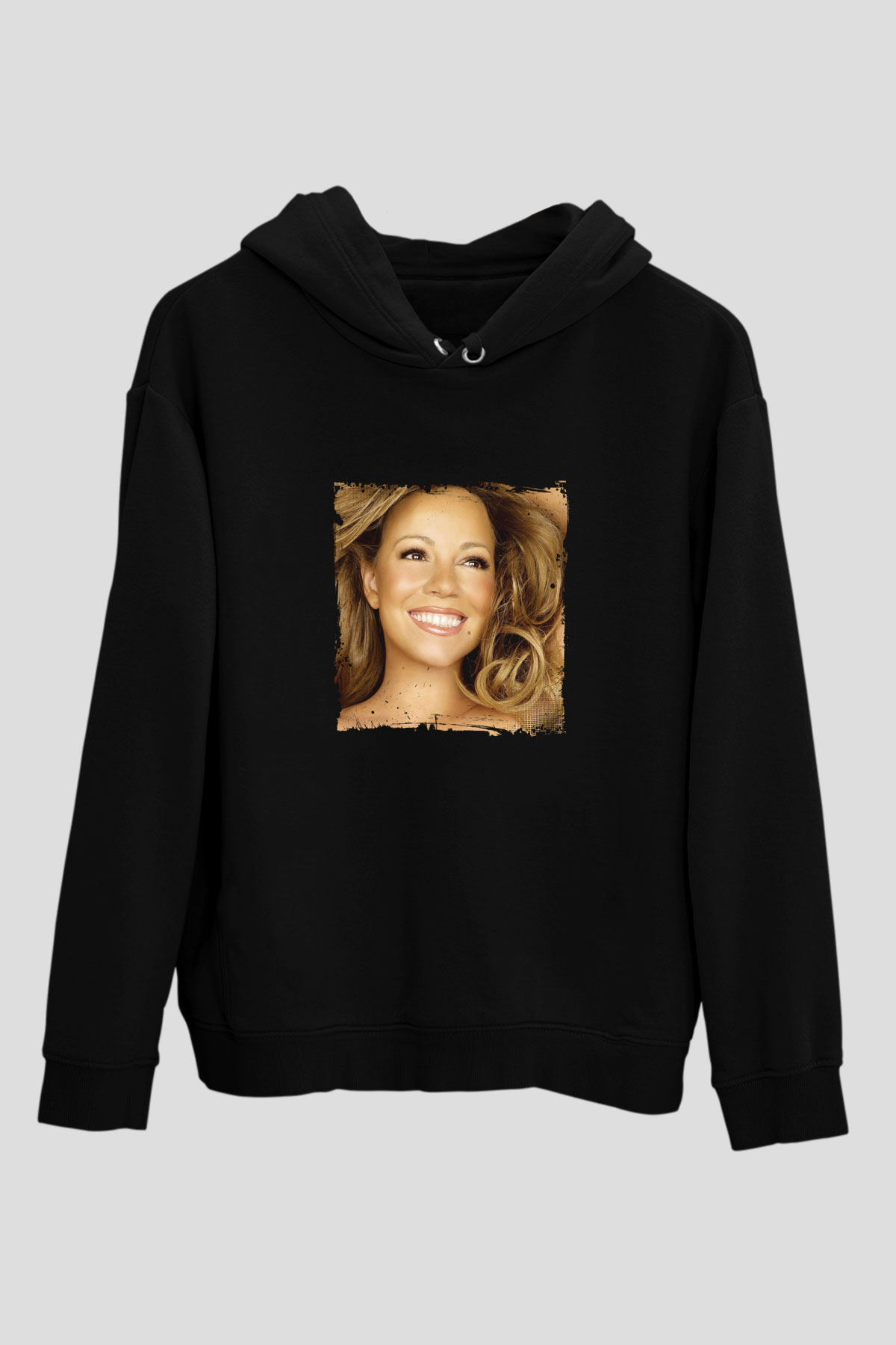 Mariah Carey Baskılı Unisex Siyah Hoodie