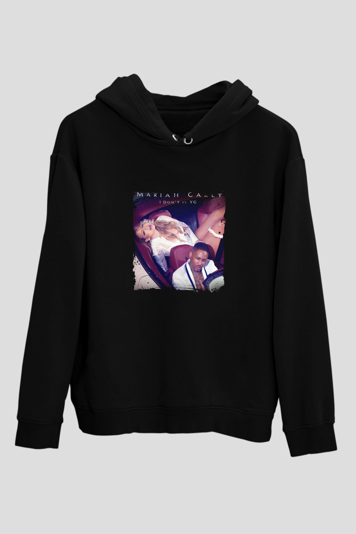 Mariah Carey Baskılı Unisex Siyah Hoodie
