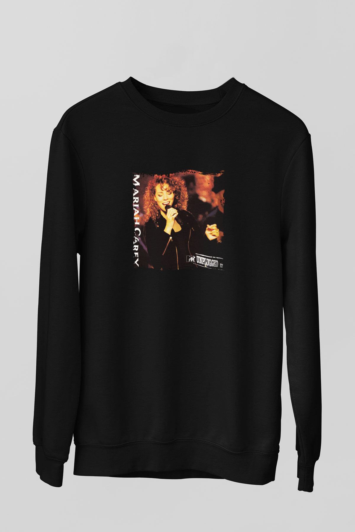 Mariah Carey Baskılı Unisex Siyah Sweatshirt