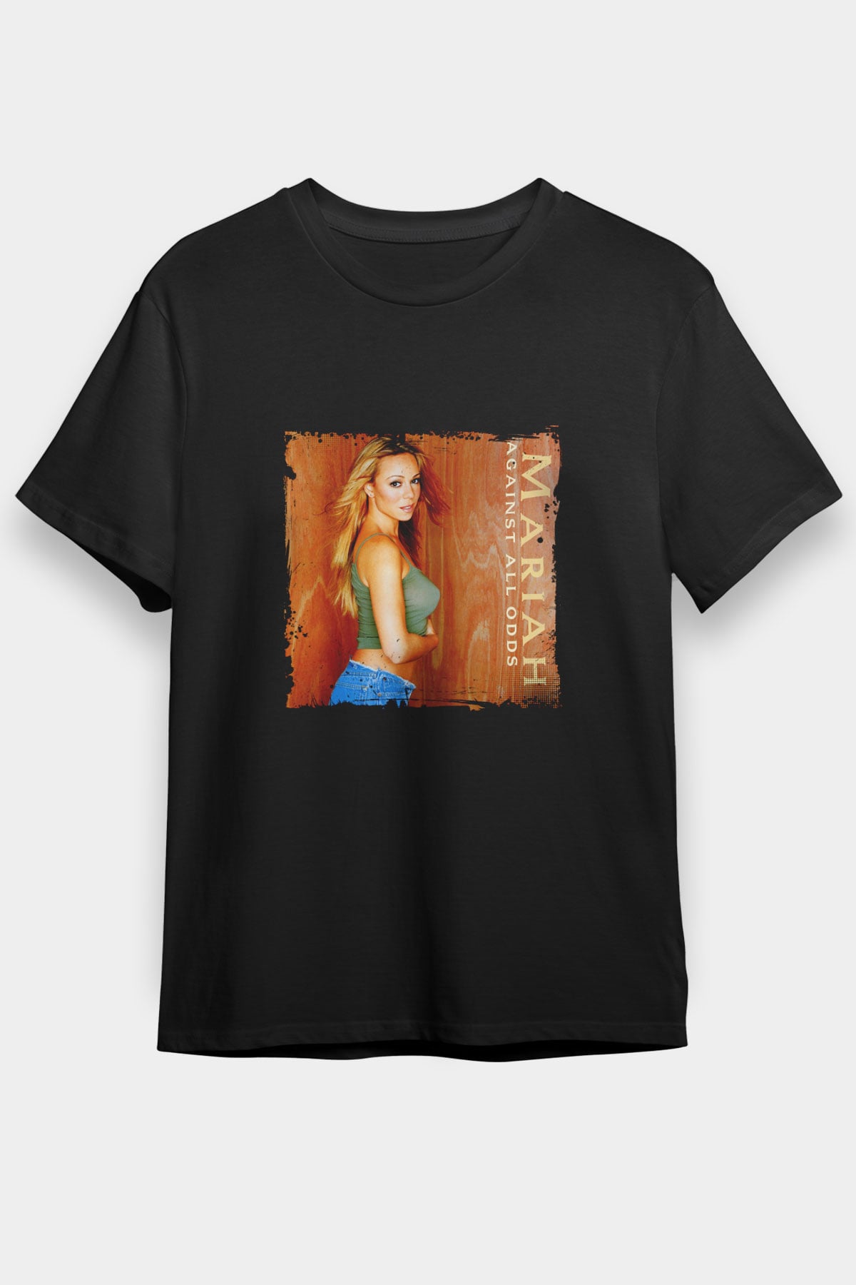 Mariah Carey Baskılı Unisex Siyah Tişört