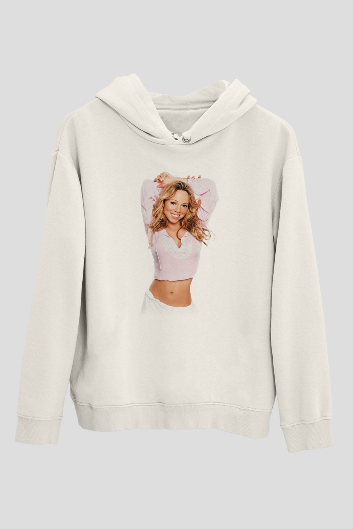 Mariah Carey Beyaz Unisex Kapşonlu Sweatshirt