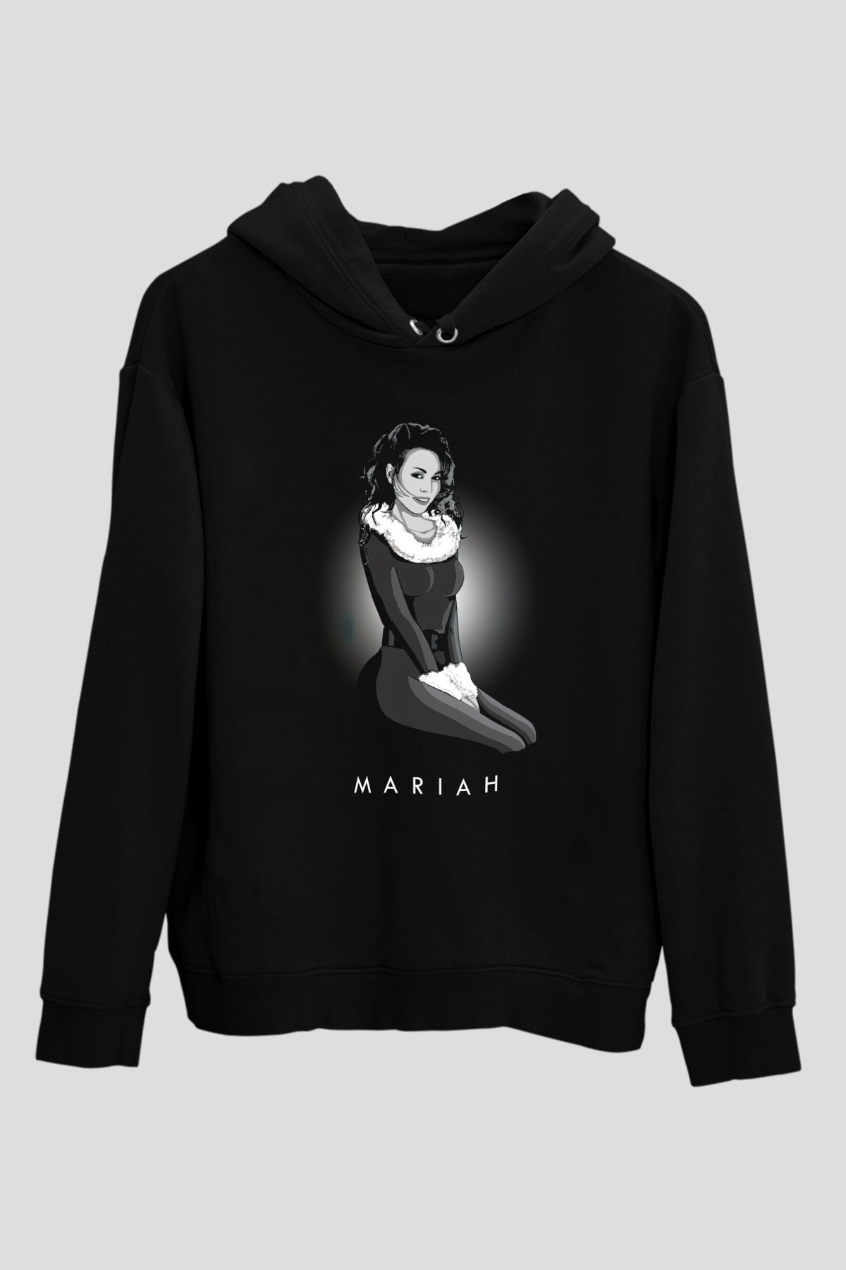 Mariah Carey Siyah Unisex Kapüşonlu Sweatshirt