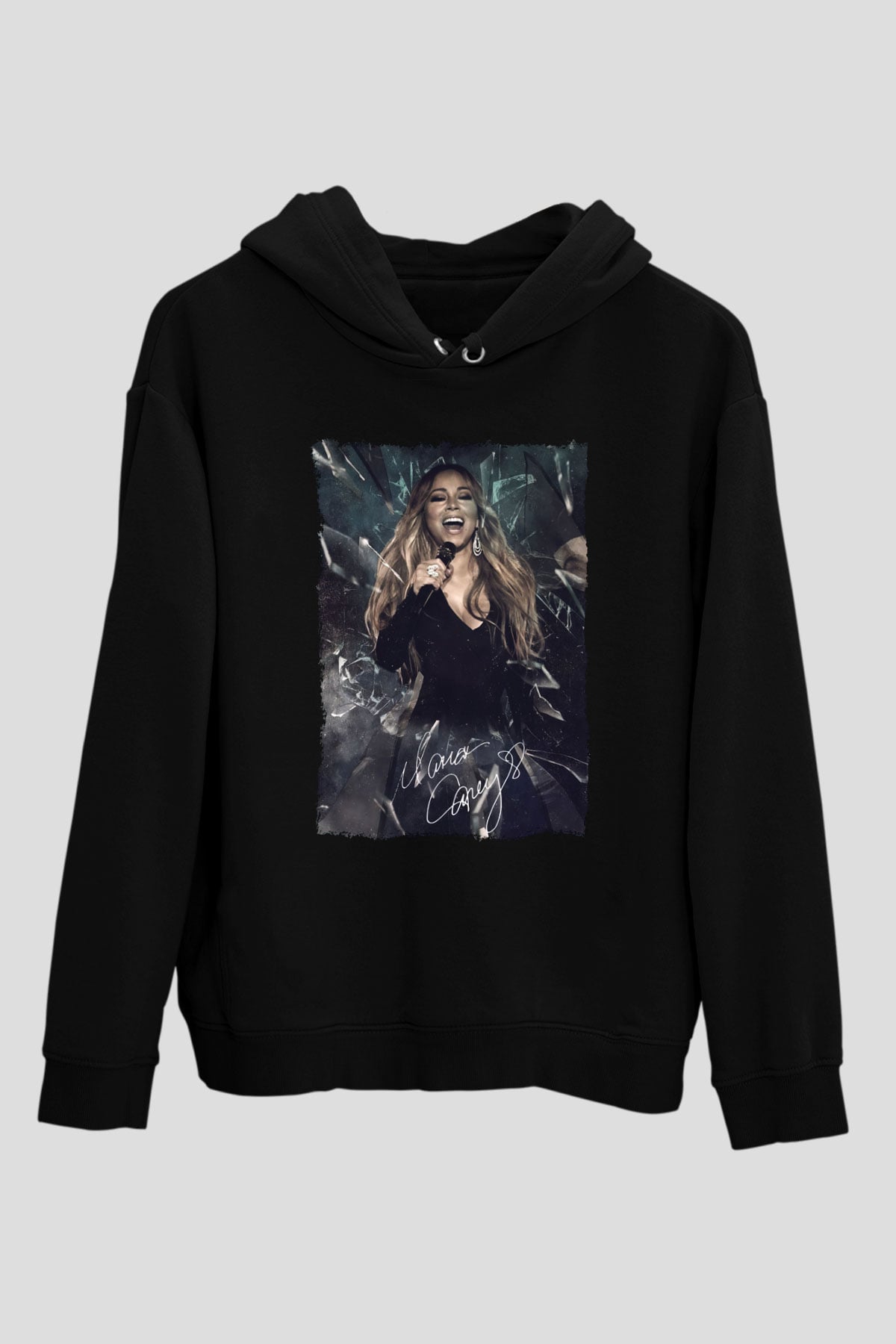 Mariah Carey Siyah Unisex Kapüşonlu Sweatshirt