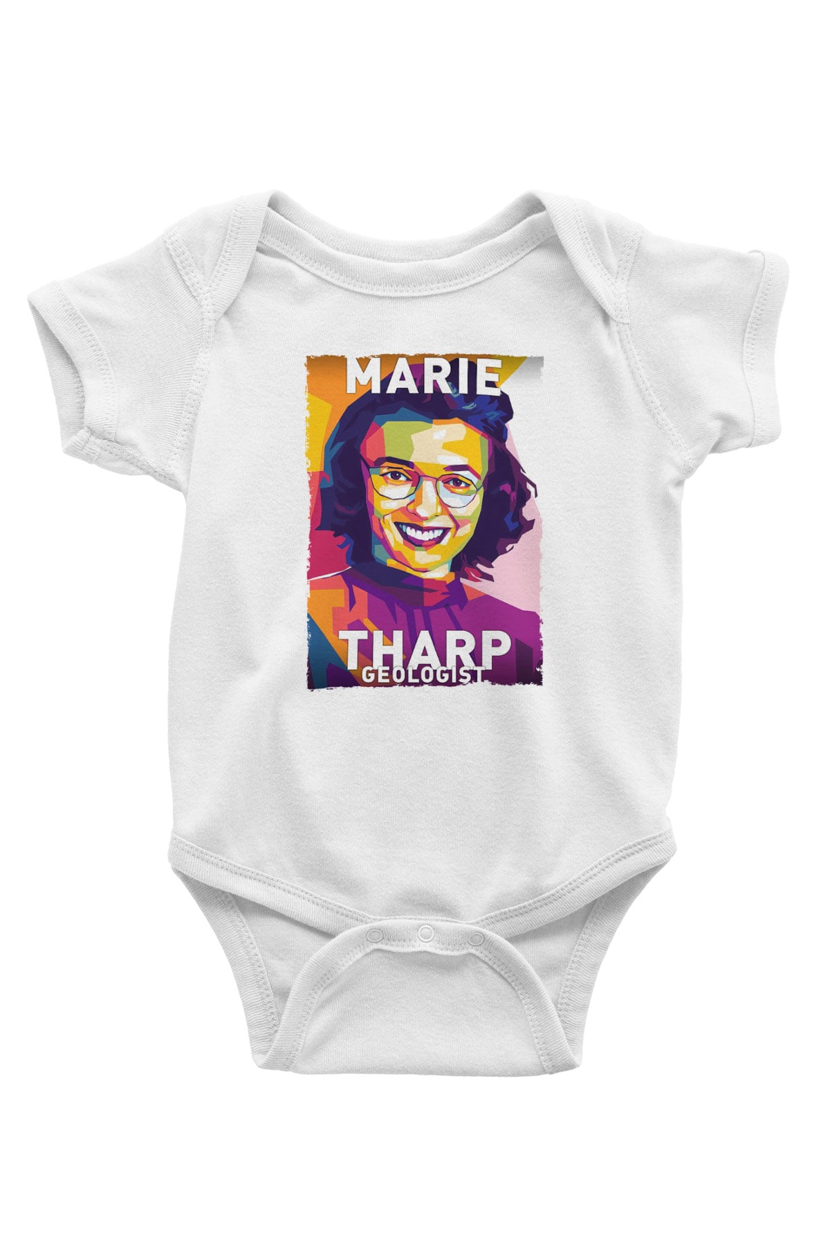 Marie Tharp Baskılı Beyaz Bebek Body - Zıbın