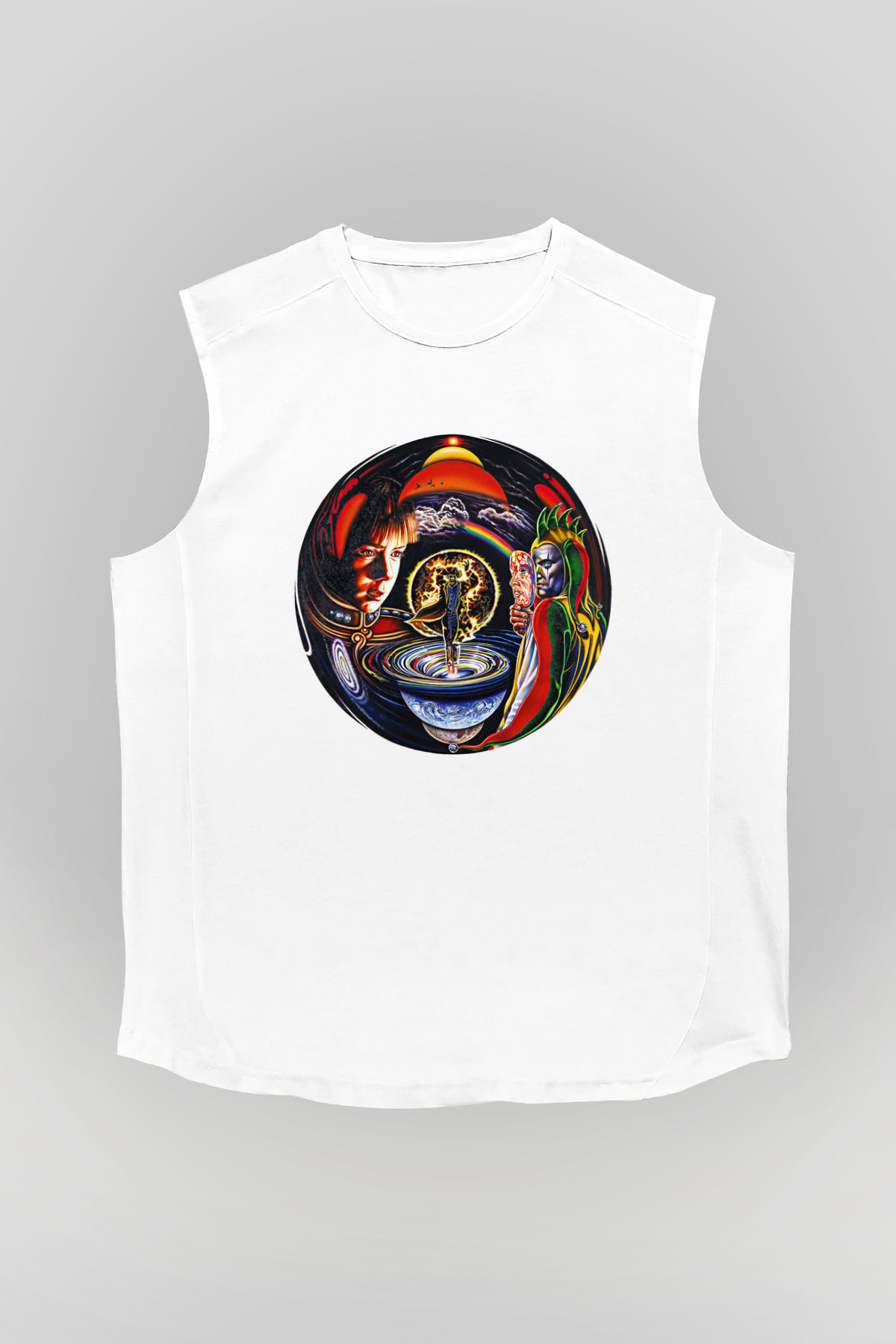 Marillion Baskılı Beyaz Unisex Kolsuz Tişört - Tshirt