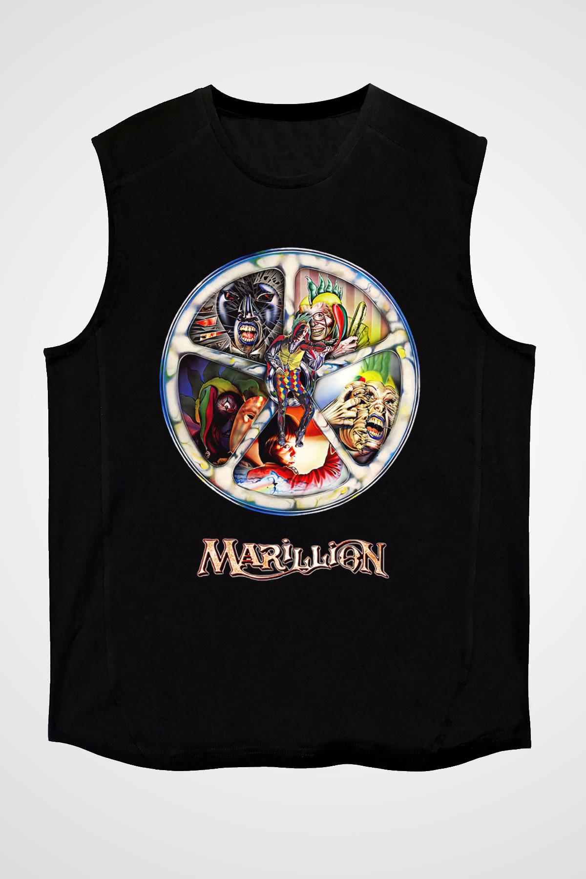Marillion Baskılı Unisex Siyah Kolsuz Tişört - Tshirt