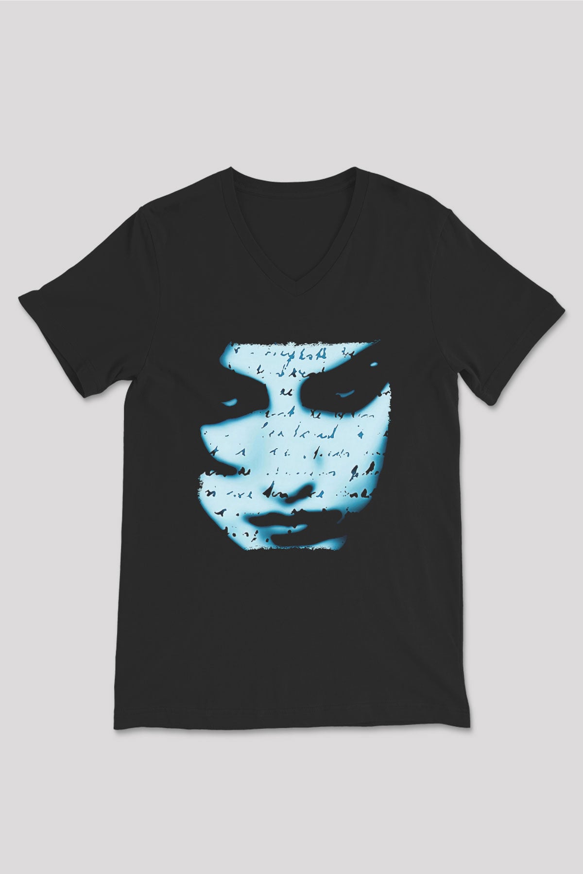Marillion Baskılı Unisex Siyah V Yaka Tişört - Tshirt