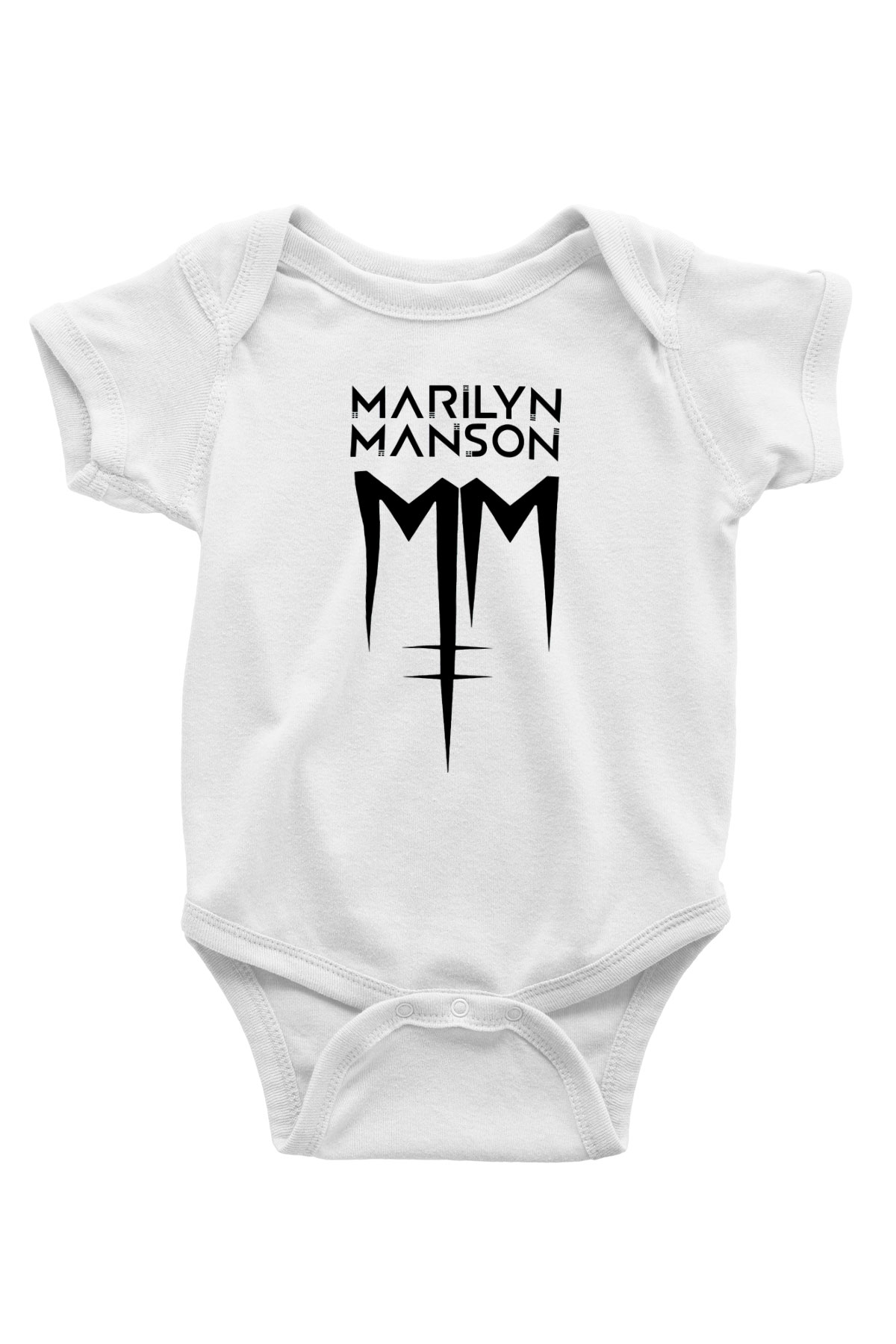 Marilyn Manson Baskılı Beyaz Unisex Bebek Body - Zıbın